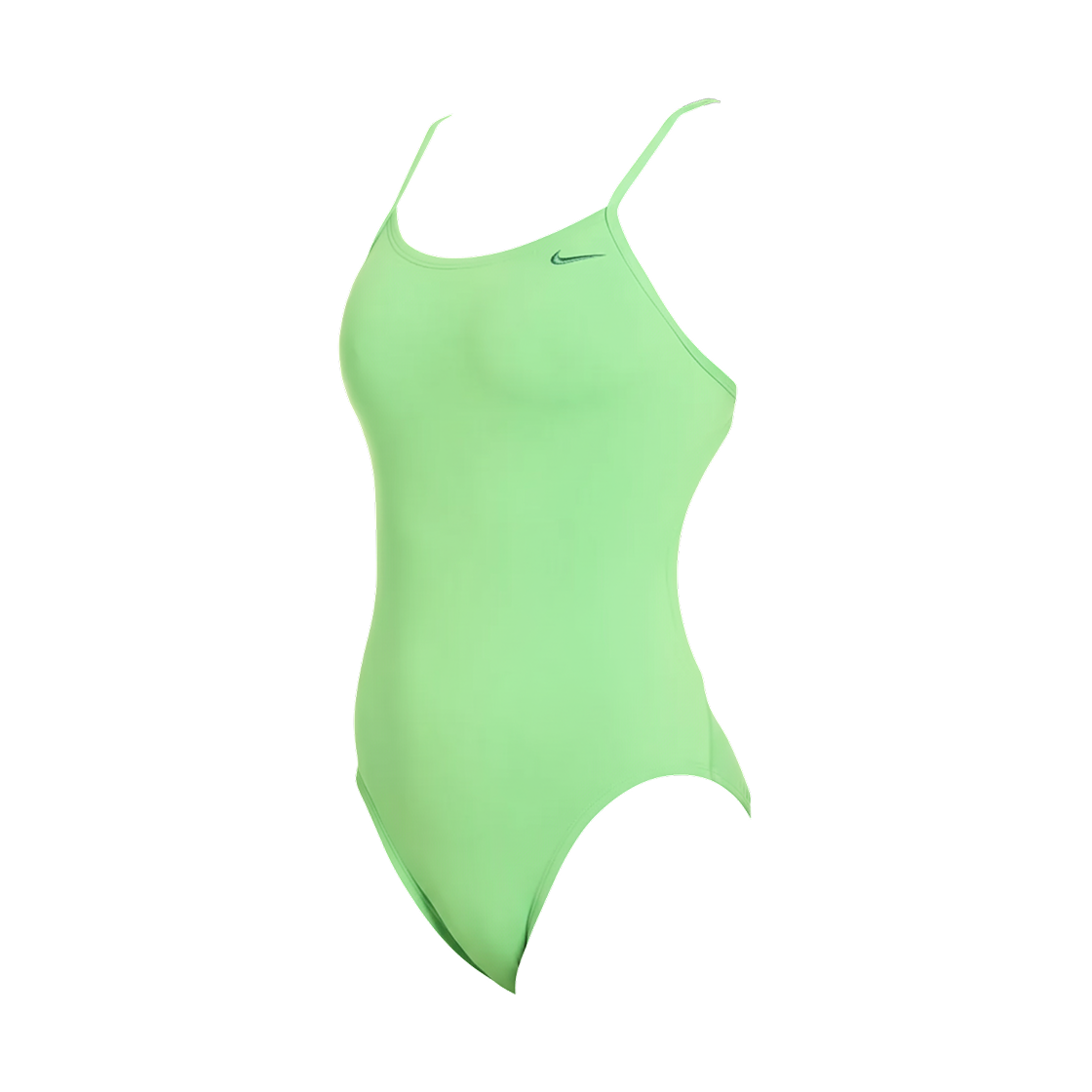 (W) 나이키 스윔 메탈릭 솔리드 컷 아웃 자수 앤 하이 컷 볼티지 그린((W) Nike Swim Metallic Solid Cut Out Embroidered and High Cut Voltage Green)
