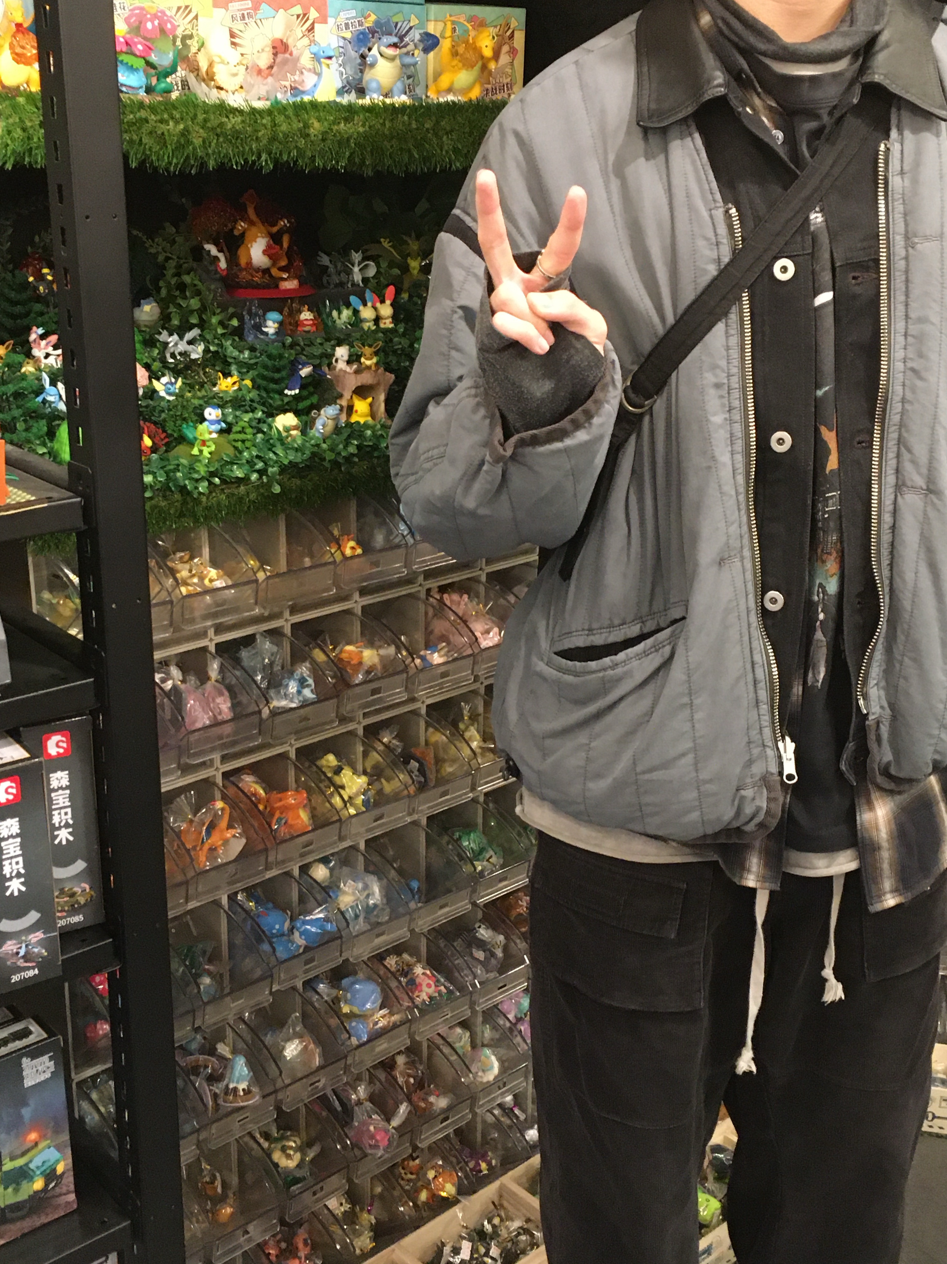 Polyteru Reversible Liner Jacket Sage Gray + Jade, Polyteru Used Trucker Jacket Black (Leather Collar) 착용 스타일 - 1
