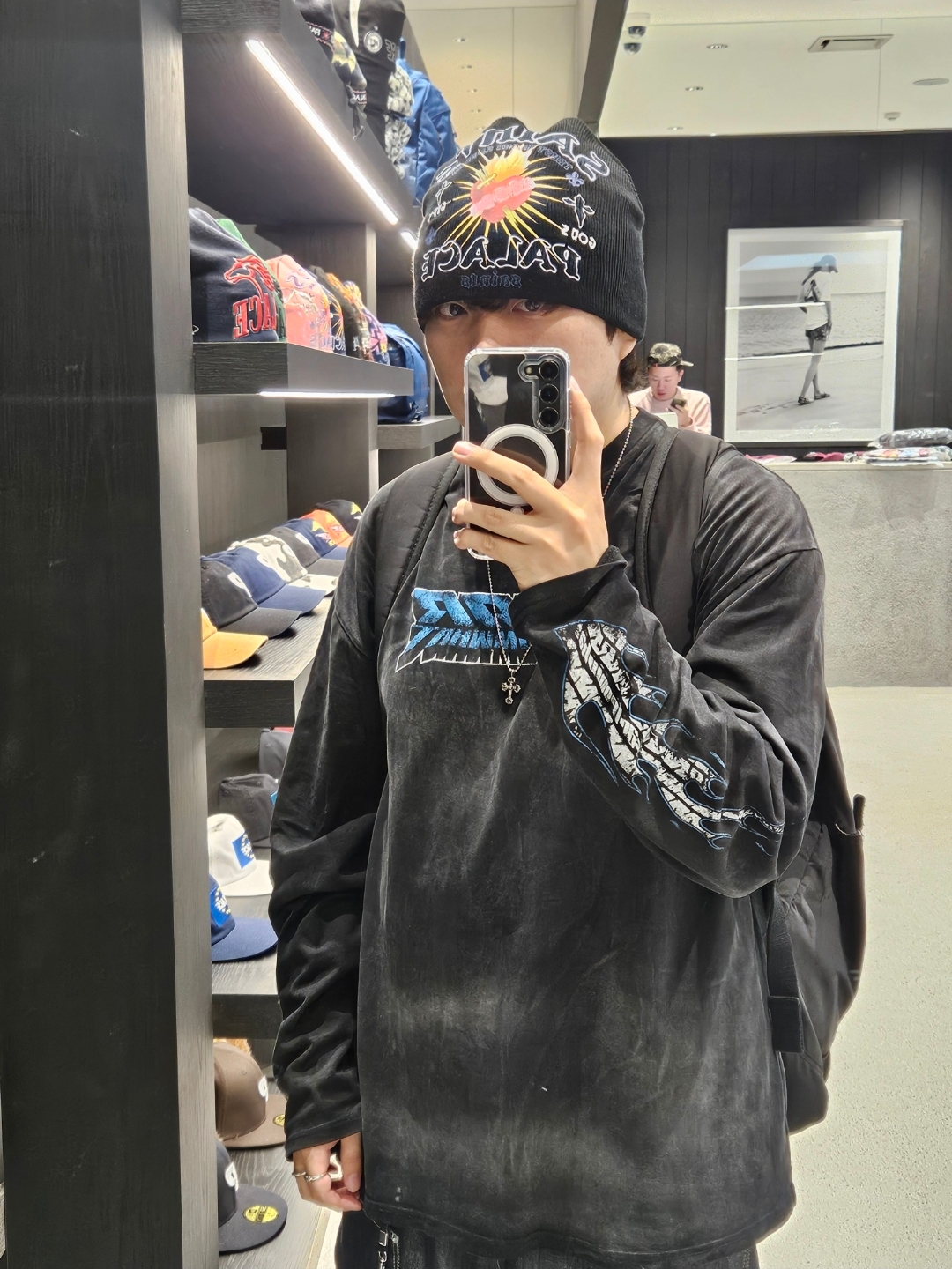 Palace Gods Gift Nein Cuff Beanie Black - 25FW 착용 스타일