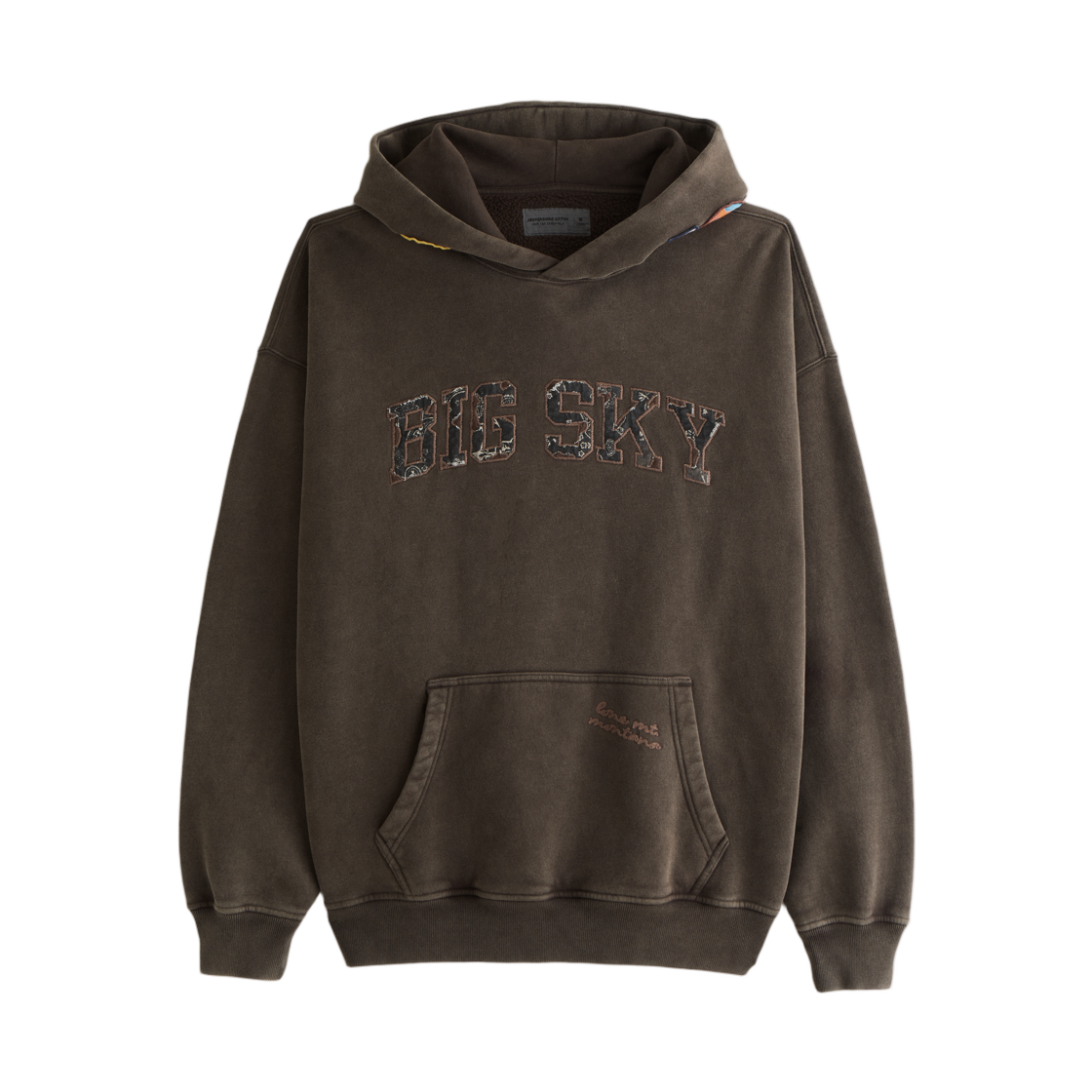 122-488-01209-406 Abercrombie & Fitch Essential Popover Patchwork Embroidered Hoodie Brown Patchwork Embroidered