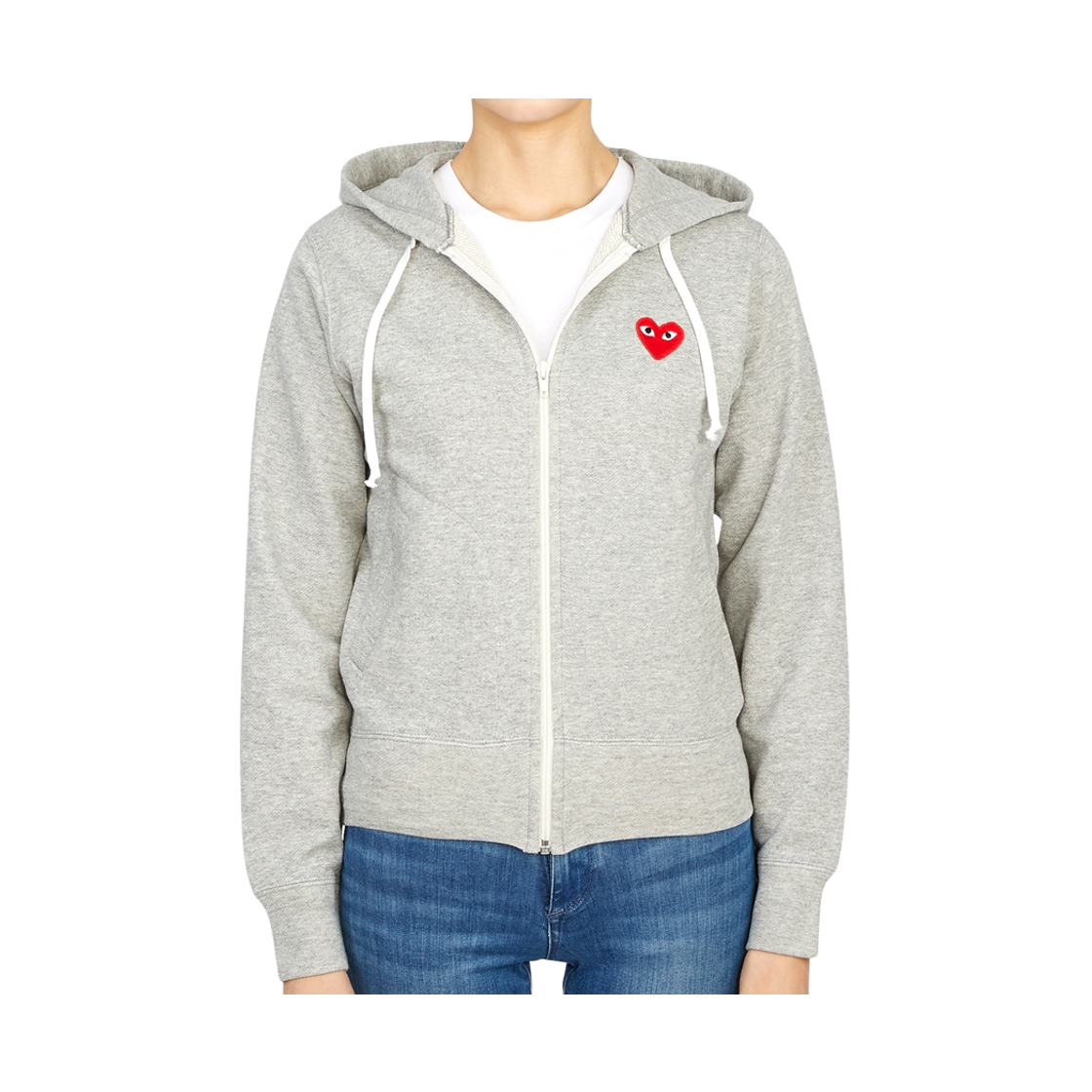 [20% 쿠폰] (W) 플레이 꼼데가르송 5 하트 후드 집업 그레이([20% 쿠폰] (W) Play Comme des Garcons 5 Hearts Zip Hooded Sweatshirt Grey) - 3