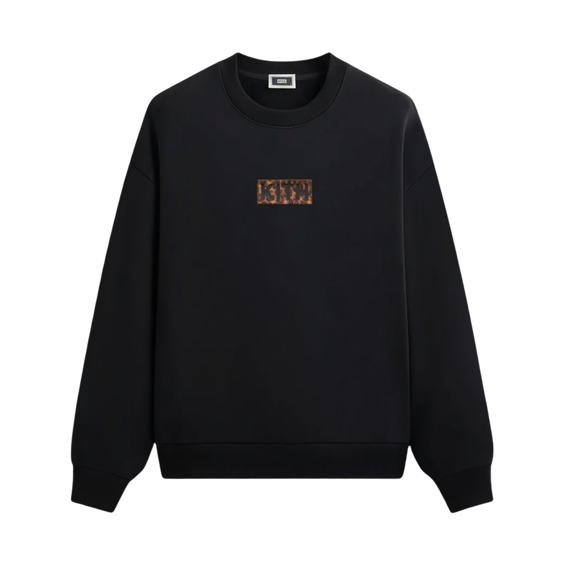 KHM034449-001 Kith Classic Logo Leopard Applique Nelson Crewneck Black