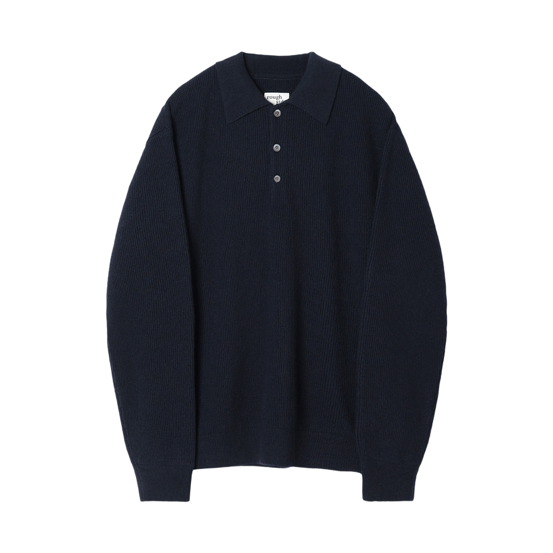 러프 사이드 칼라 니트 다크 네이비(Rough Side Collar Knit Dark Navy)