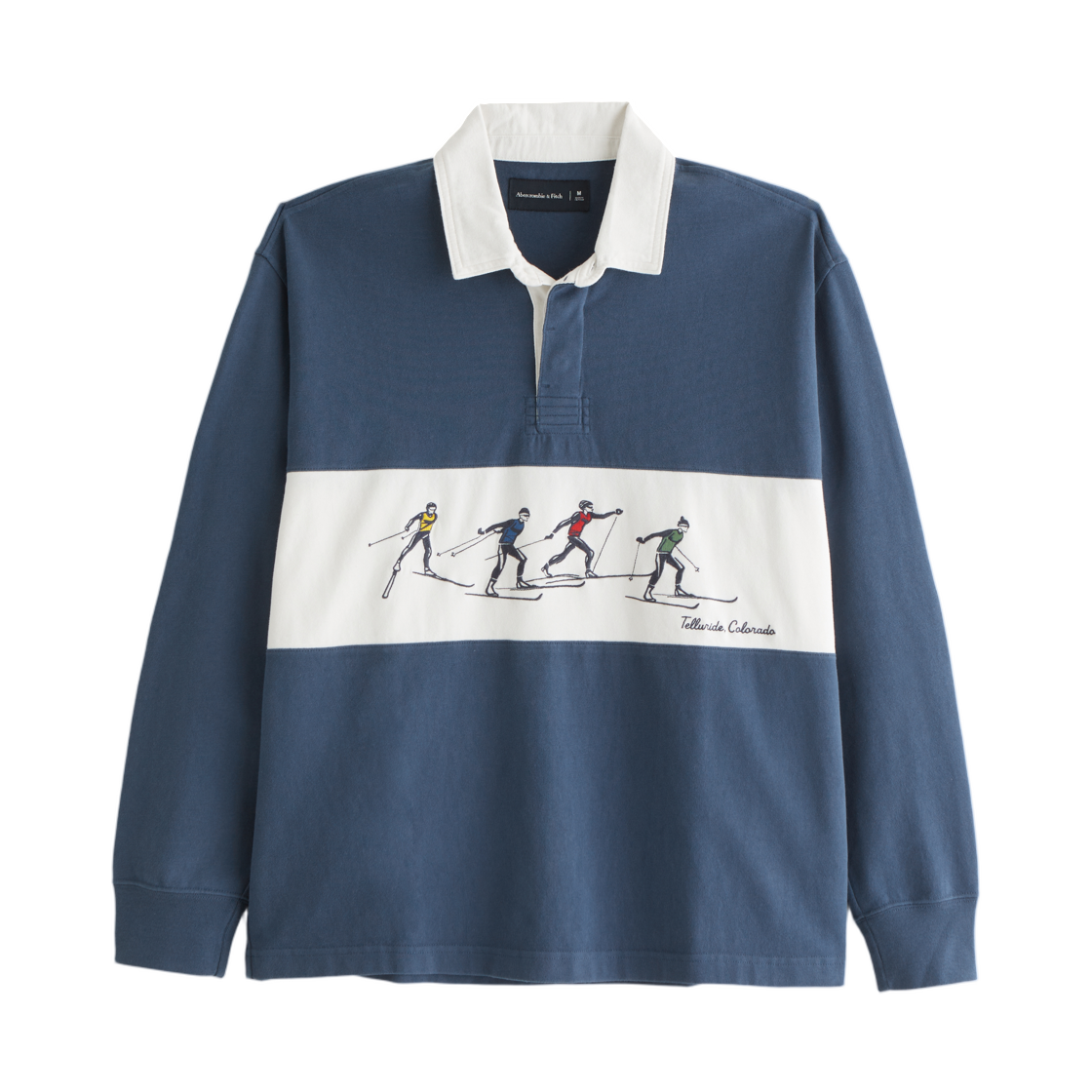 124-611-00165-200 Abercrombie & Fitch Long Sleeve Rugby Polo Navy