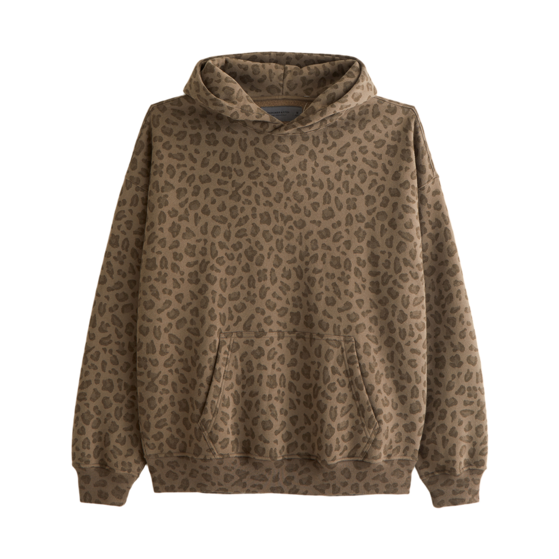 아베크롬비 앤 피치 에센셜 팝오버 패턴 후드 브라운 레오파드 패턴(Abercrombie & Fitch Essential Popover Pattern Hoodie Brown Leopard Pattern)