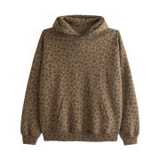 Abercrombie & Fitch Essential Popover Pattern Hoodie Brown Leopard Pattern