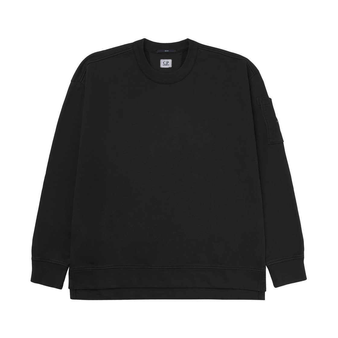 19CMSS058A006372G999 C.P. Company Brushed & Emerized Diagonal Fleece Boxy Crewneck Sweatshirt Black - 25FW