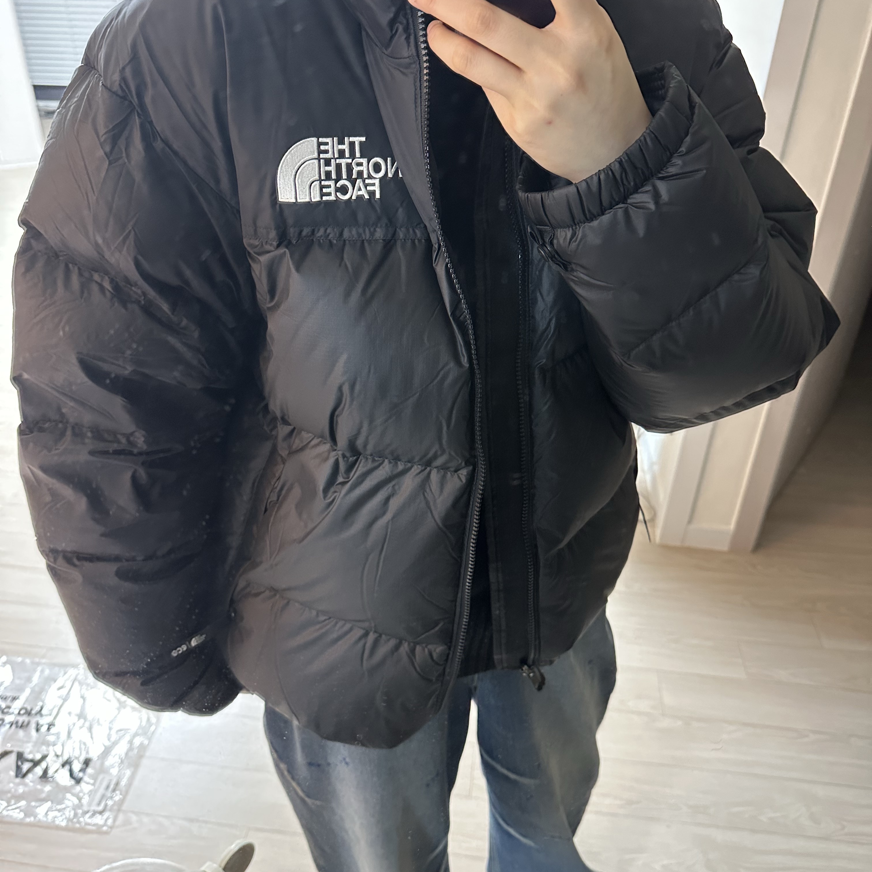 The North Face 1996 Eco Nuptse Jacket Black 착용 스타일 - 1