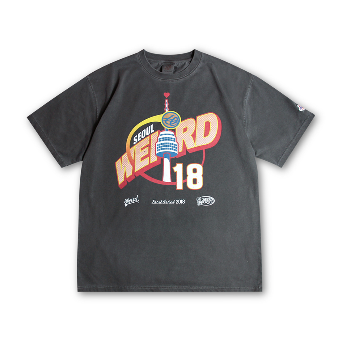 위얼드월드 위얼드 타워 피그먼트 티셔츠 - GREY(Weird World Weird Tower Pigment T-Shirt - Grey)