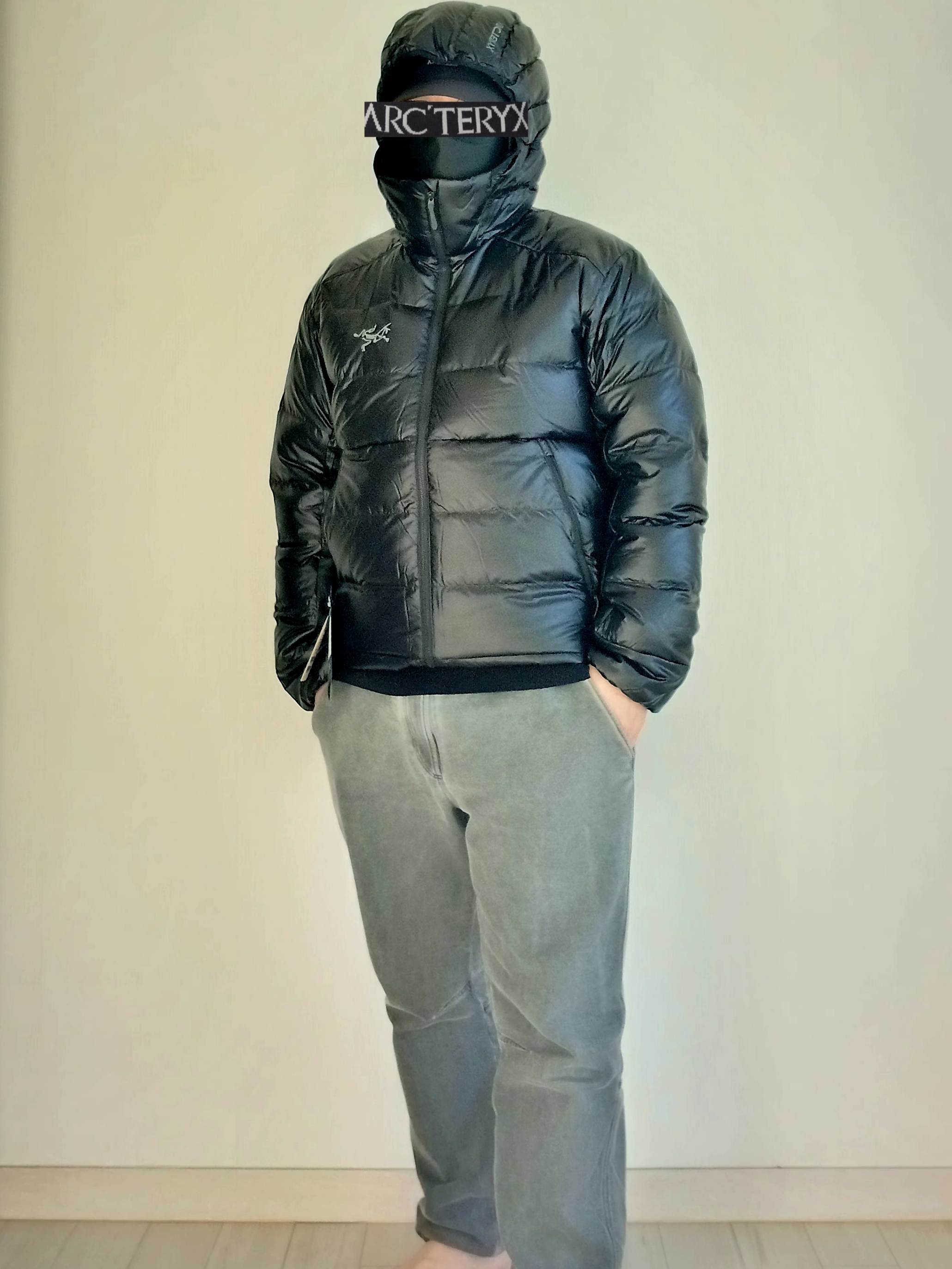 Arc'teryx Bird Word Cap 24K Black, Arc'teryx Cerium SV Hoody Black 착용 스타일 - 1