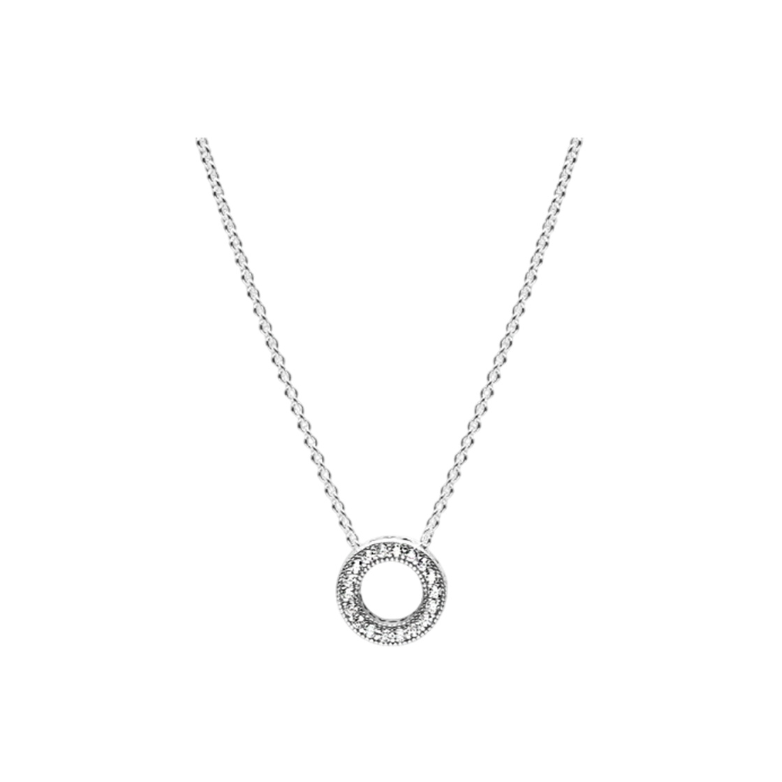 397436CZ [20% 쿠폰] (W) Pandora Logo Pave Circle Collier Necklace Sterling Silver