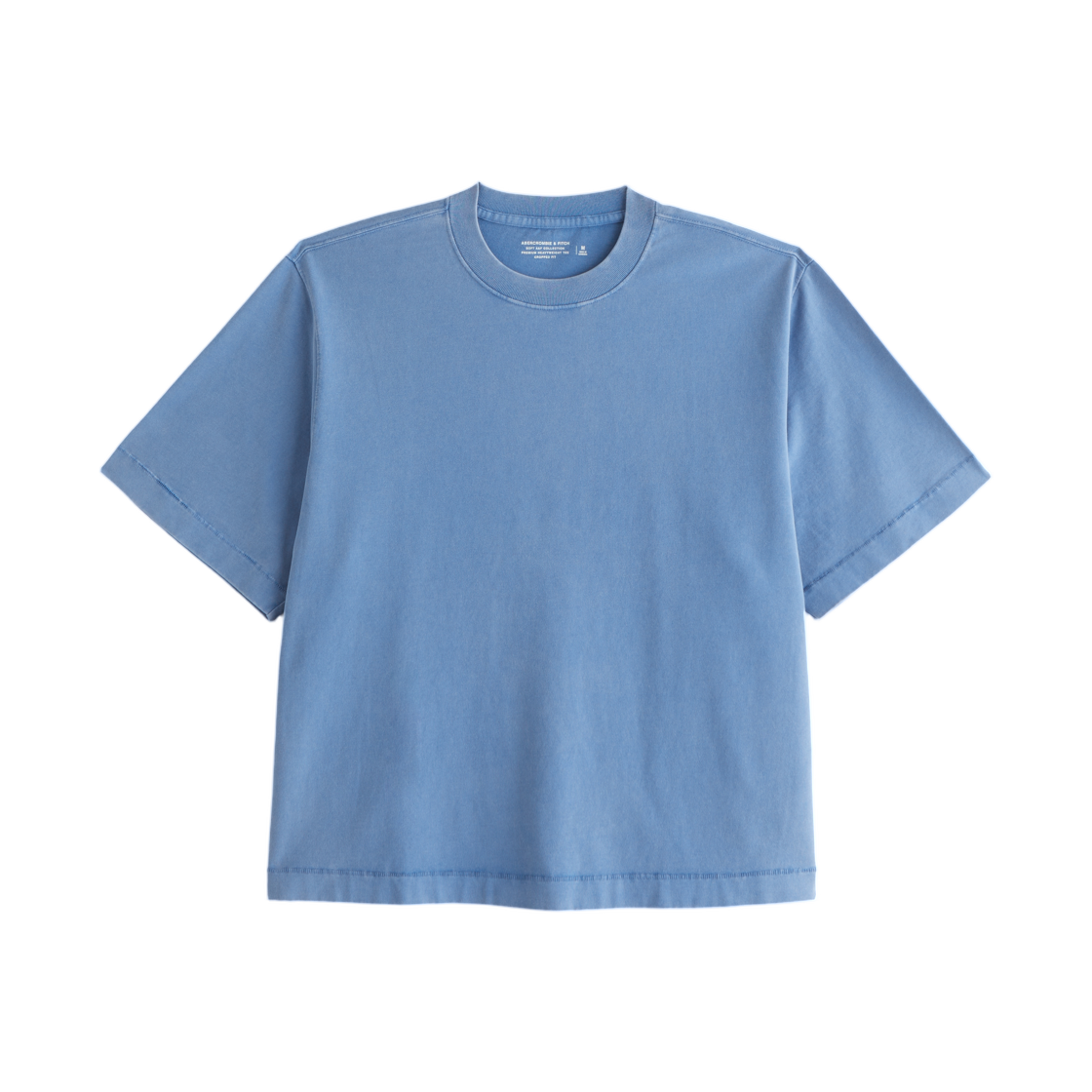 124-609-00657-208 Abercrombie & Fitch Premium Heavyweight Cropped T-Shirt Chill Blue Wash