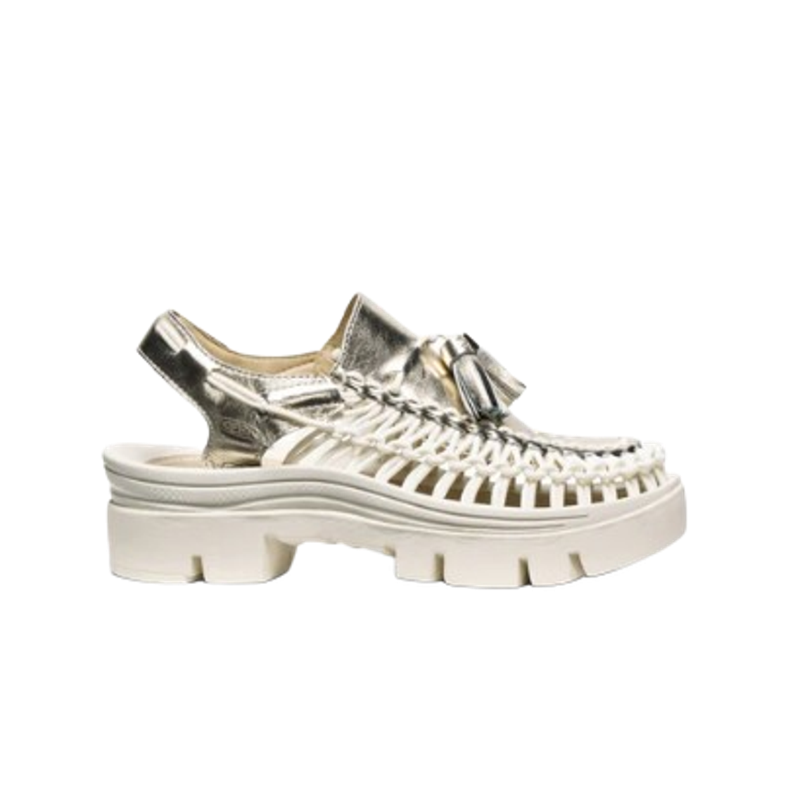 1030338 Keen Uneek PLT Tassel Sneakers Champagne Gold Star White