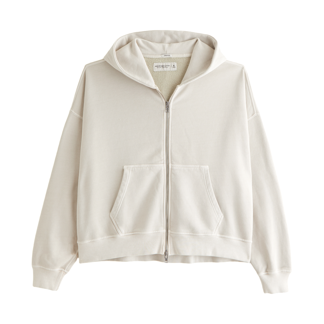 아베크롬비 앤 피치 에센셜 크롭 풀 집 후드 크림(Abercrombie & Fitch Essential Cropped Full Zip Hoodie Cream) - 1