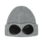 C.P. Company Extra Fine Merino Wool Goggle Beanie Moon Melange Grey - 25FW