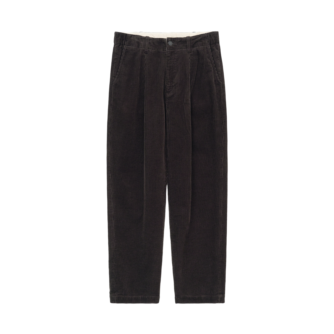 러프 사이드 박스 플리츠 코드 팬츠 다크 브라운(Rough Side Box Pleat Cord Pants Dark Brown)
