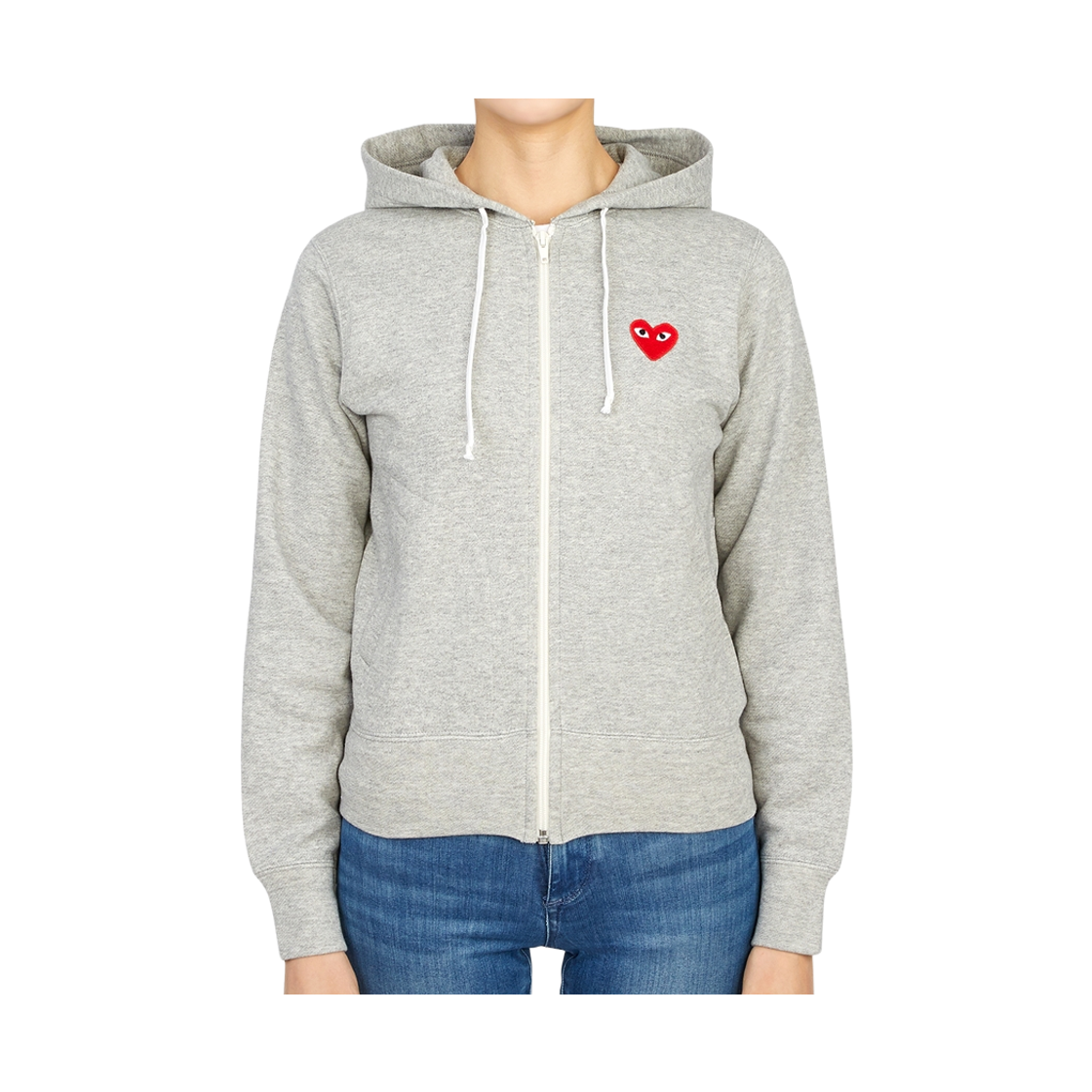 [20% 쿠폰] (W) 플레이 꼼데가르송 5 하트 후드 집업 그레이([20% 쿠폰] (W) Play Comme des Garcons 5 Hearts Zip Hooded Sweatshirt Grey) - 2
