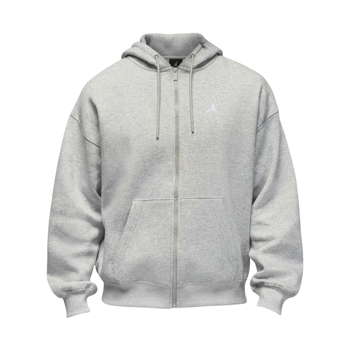 조던 브루클린 플리스 오버사이즈 풀 집 후드 그레이 헤더 화이트 (IB7231-050)(Jordan Brooklyn Fleece Oversized Full Zip Hoodie Grey Heather White (IB7231-050))