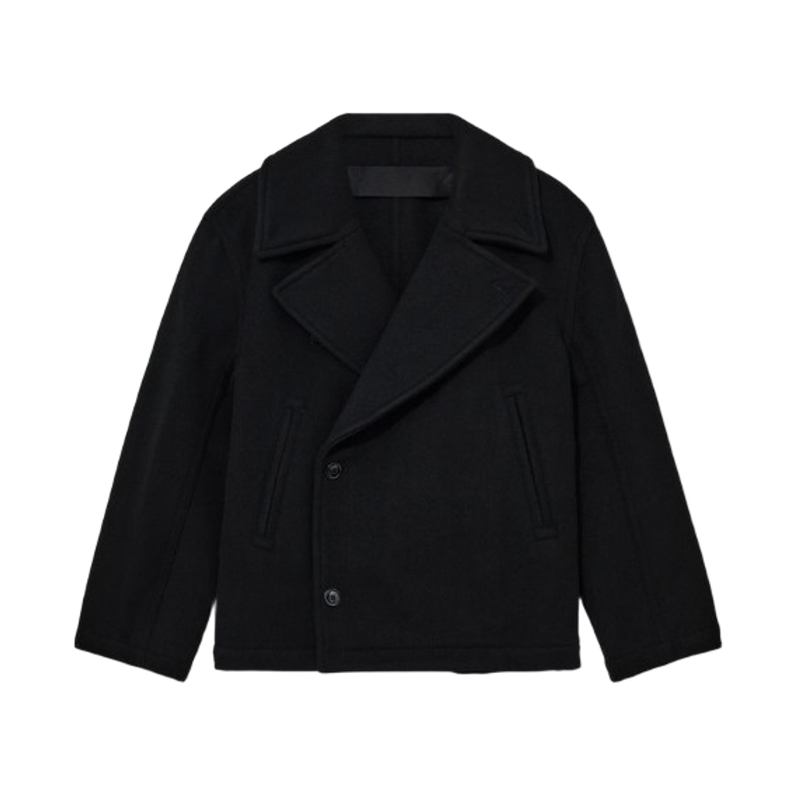 CO1131-LF1116-999 Lemaire Double Wool Boxy Peacoat Black