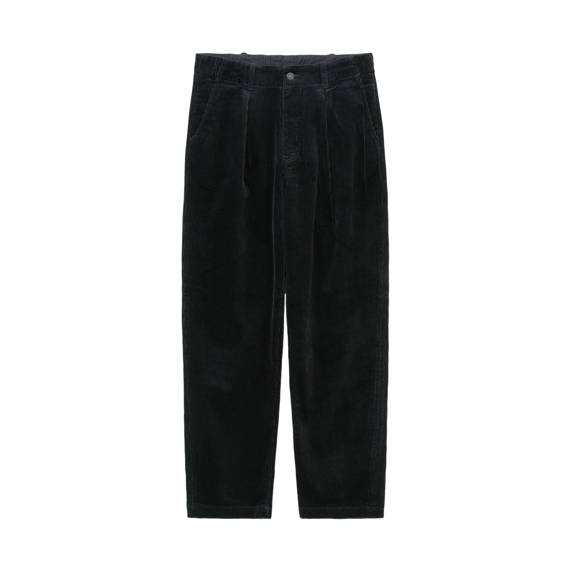 - Rough Side Box Pleat Cord Pants Black