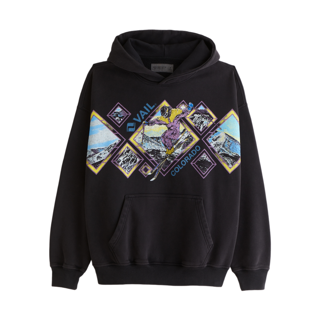 아베크롬비 앤 피치 베일 그래픽 팝오버 후드 블랙(Abercrombie & Fitch Vail Graphic Popover Hoodie Black) - 1