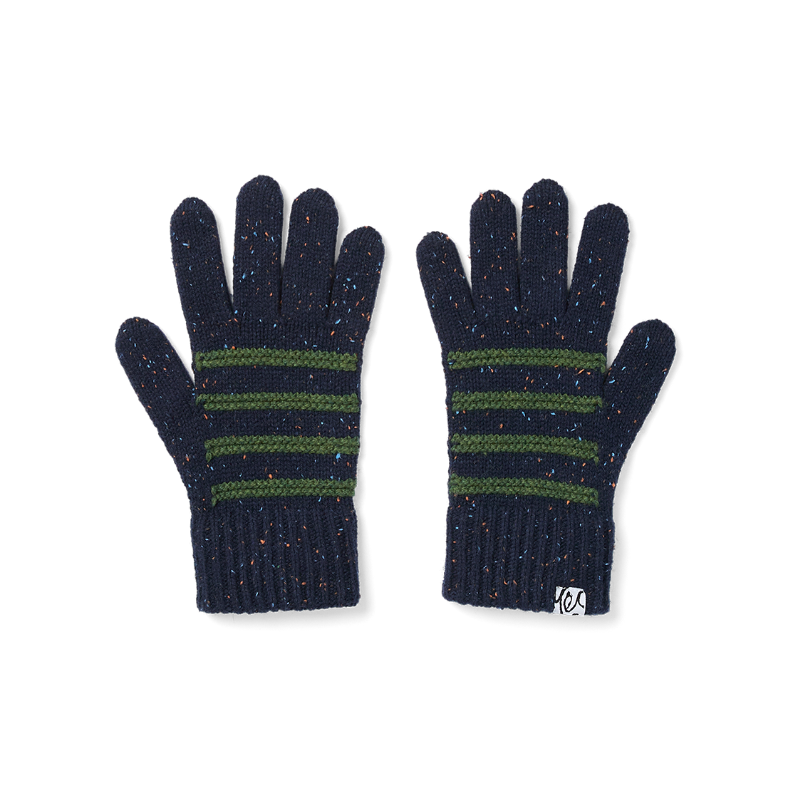 YS253KACGLS1NAV YESEYESEE Stripe Knit Gloves Navy