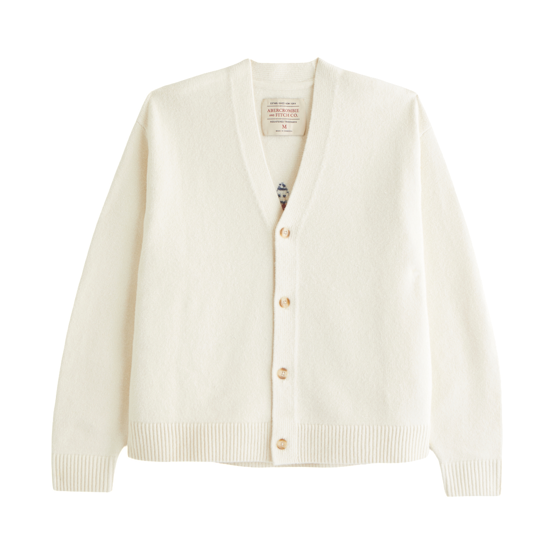 120-488-00592-100 Abercrombie & Fitch Graphic Logo Cardigan Cream