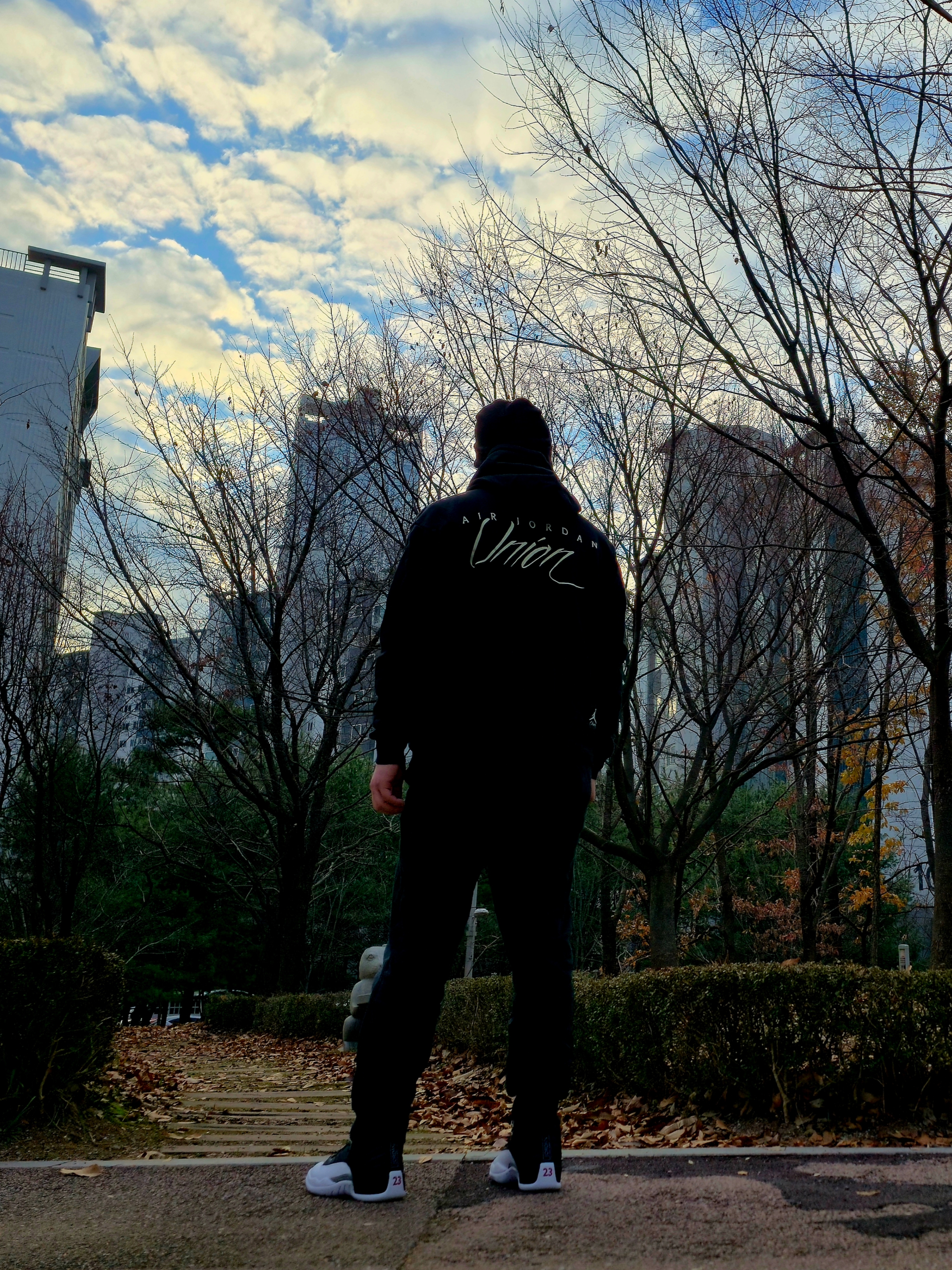 Jordan x Union Fleece Hoodie Black - Asia 착용 스타일