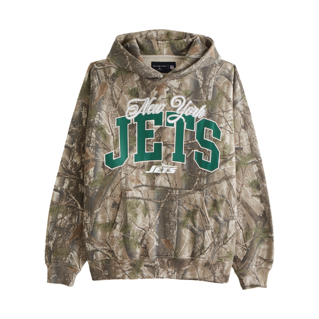 122-488-01261-408 Abercrombie & Fitch New York Jets Graphic Popover Hoodie Camo Jets