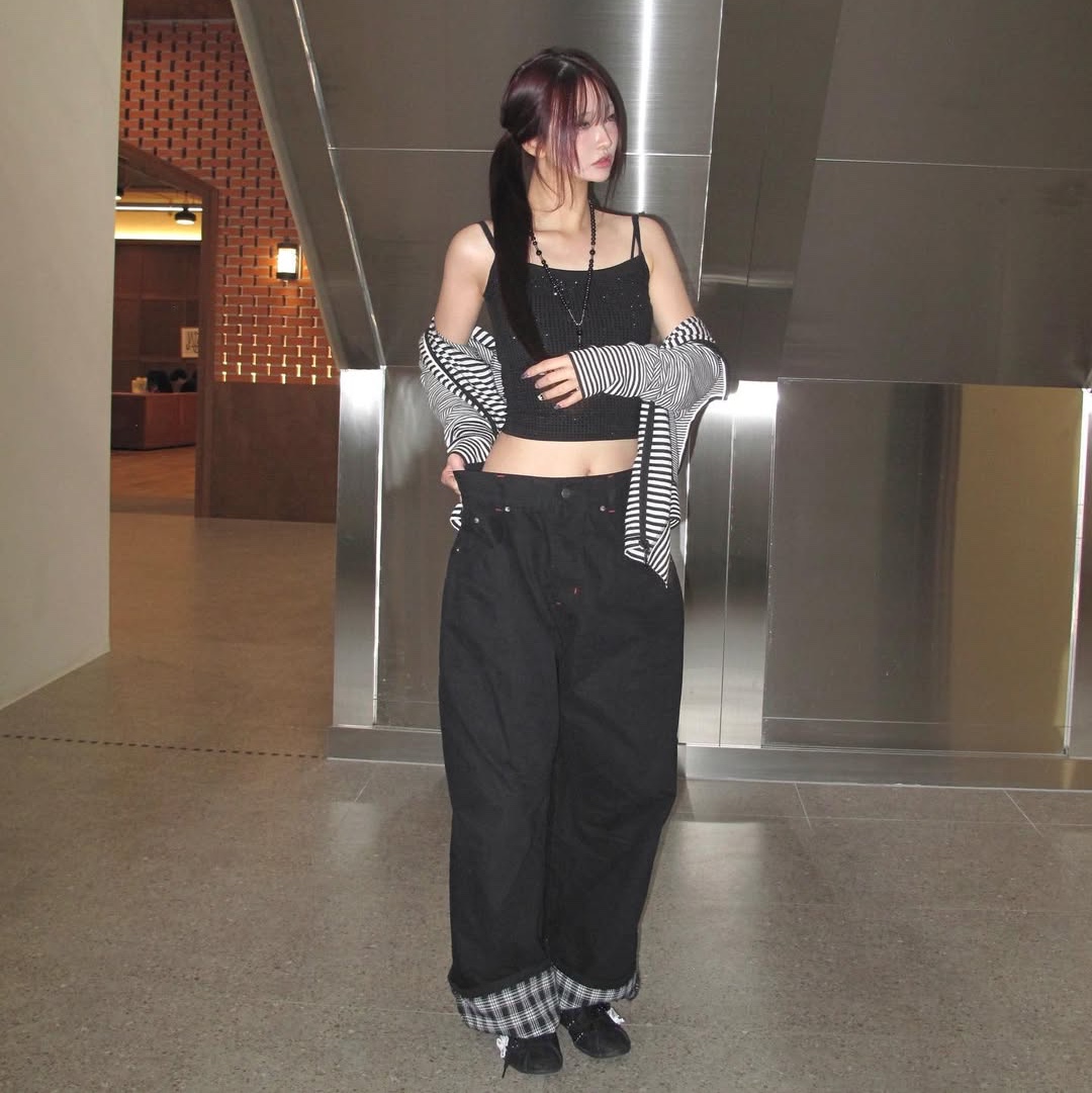 SPORT CHAMBER SC Check Cuff Pants BLACK 착용 스타일 - 6