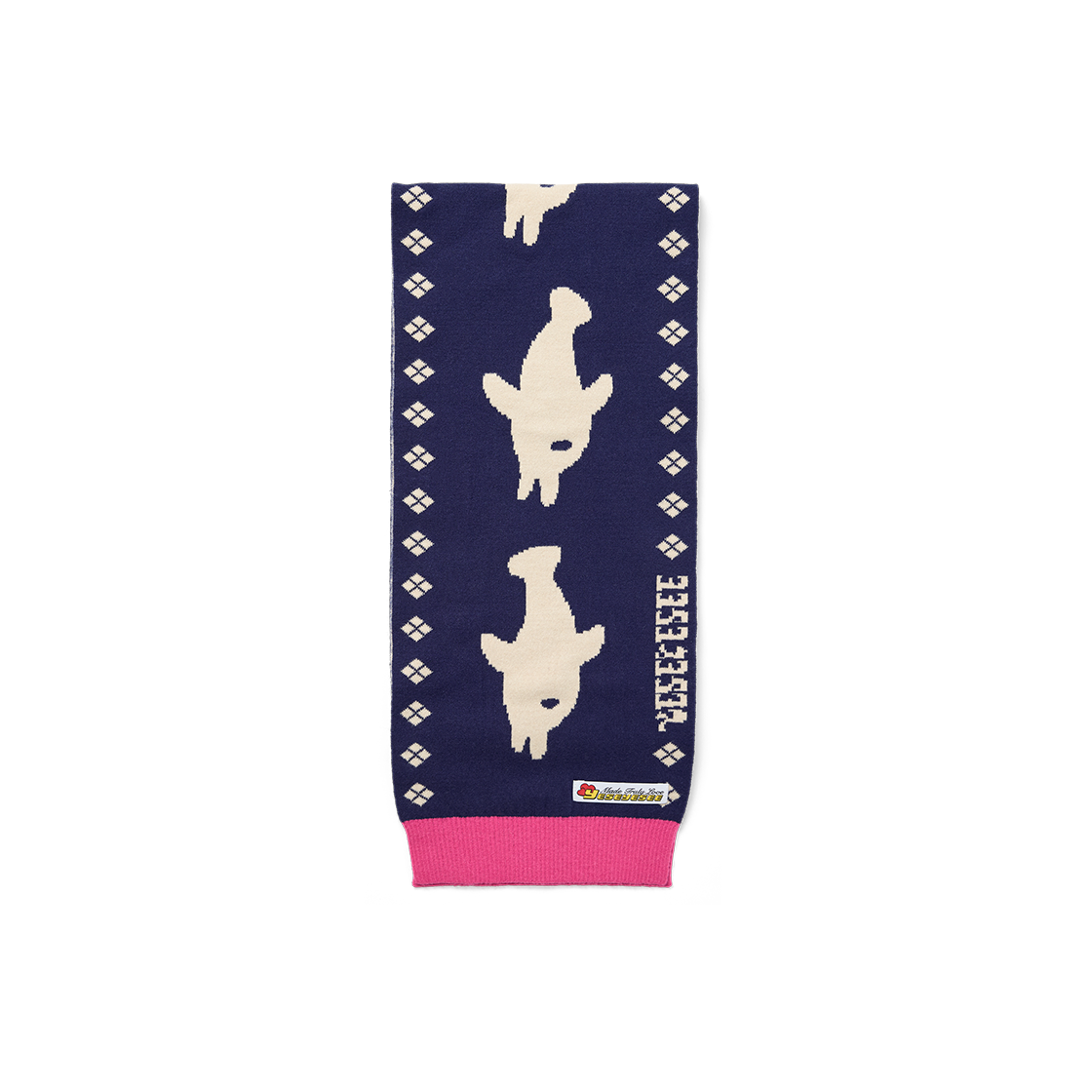 YS253KACSCS1NAV YESEYESEE Dolphin Knit Scarf Navy
