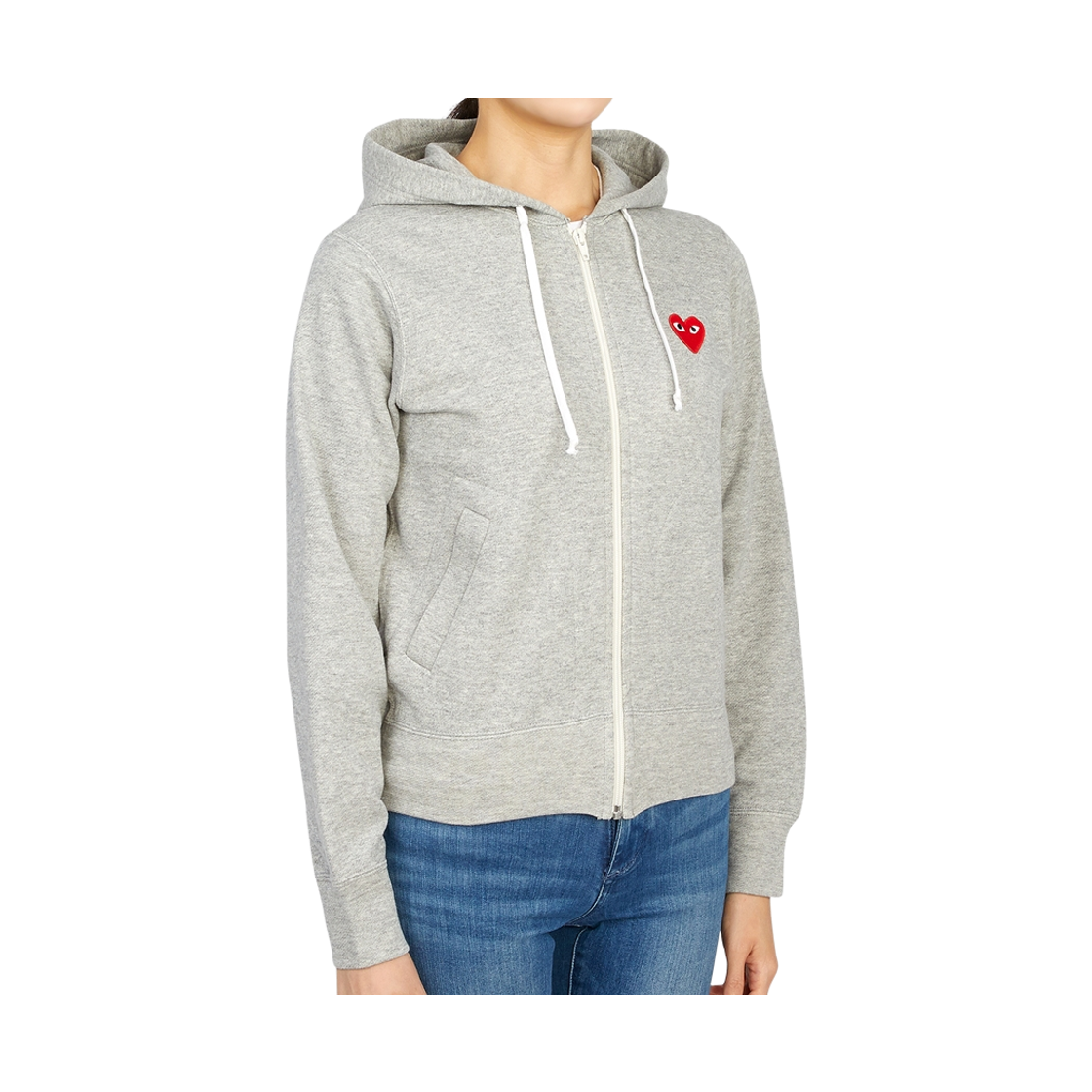 [20% 쿠폰] (W) 플레이 꼼데가르송 5 하트 후드 집업 그레이([20% 쿠폰] (W) Play Comme des Garcons 5 Hearts Zip Hooded Sweatshirt Grey) - 5