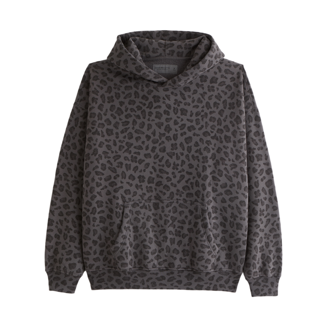 122-488-00906-138 Abercrombie & Fitch Essential Popover Pattern Hoodie Gray Leopard Pattern