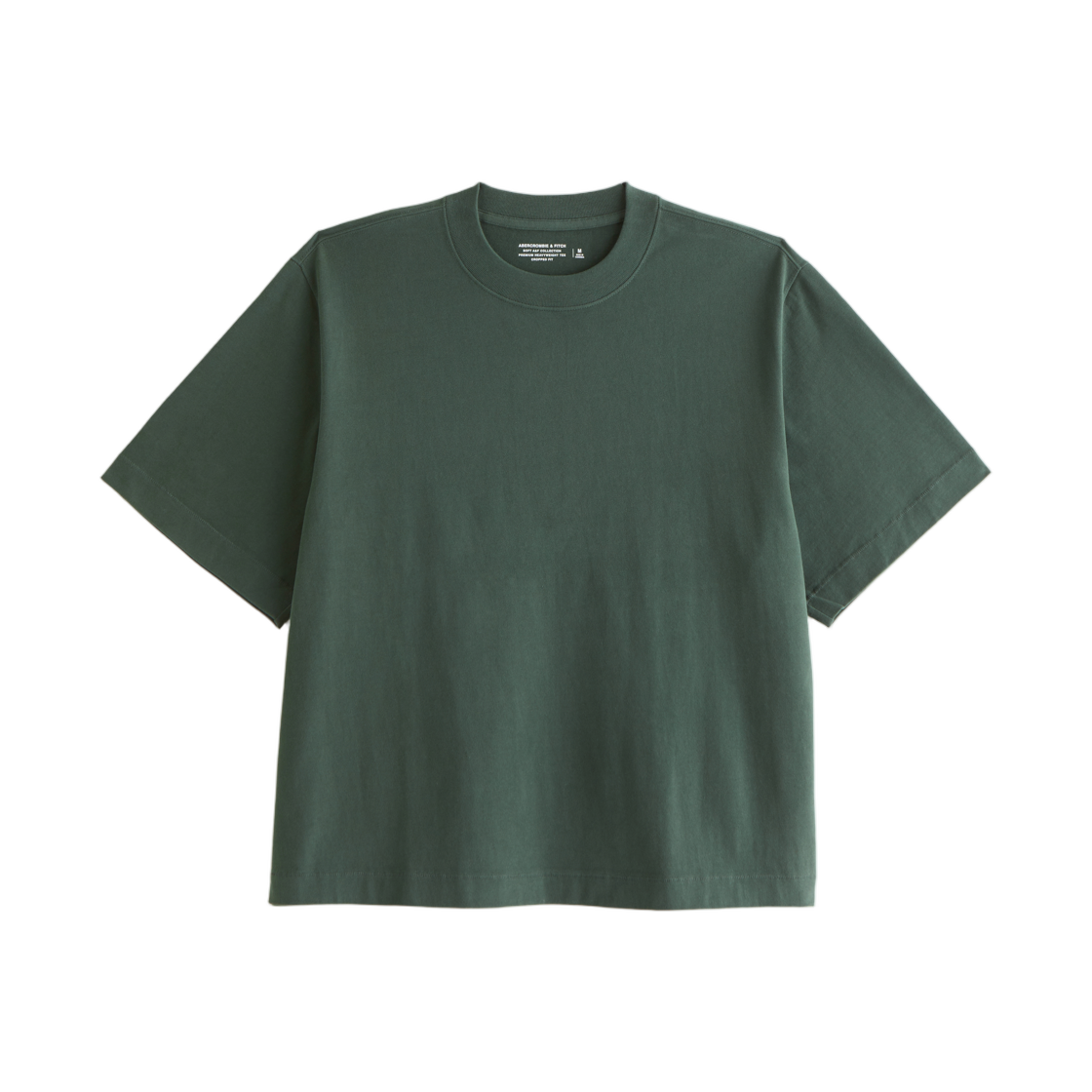 124-609-00765-300 Abercrombie & Fitch Premium Heavyweight Cropped T-Shirt Dark Forest