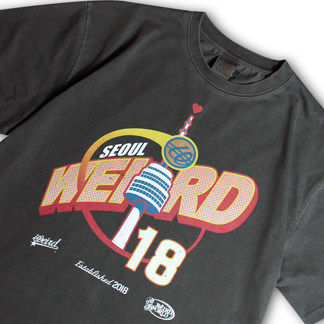 위얼드월드 위얼드 타워 피그먼트 티셔츠 - 그레이(Weird World Weird Tower Pigment T-Shirt - Grey) - 3