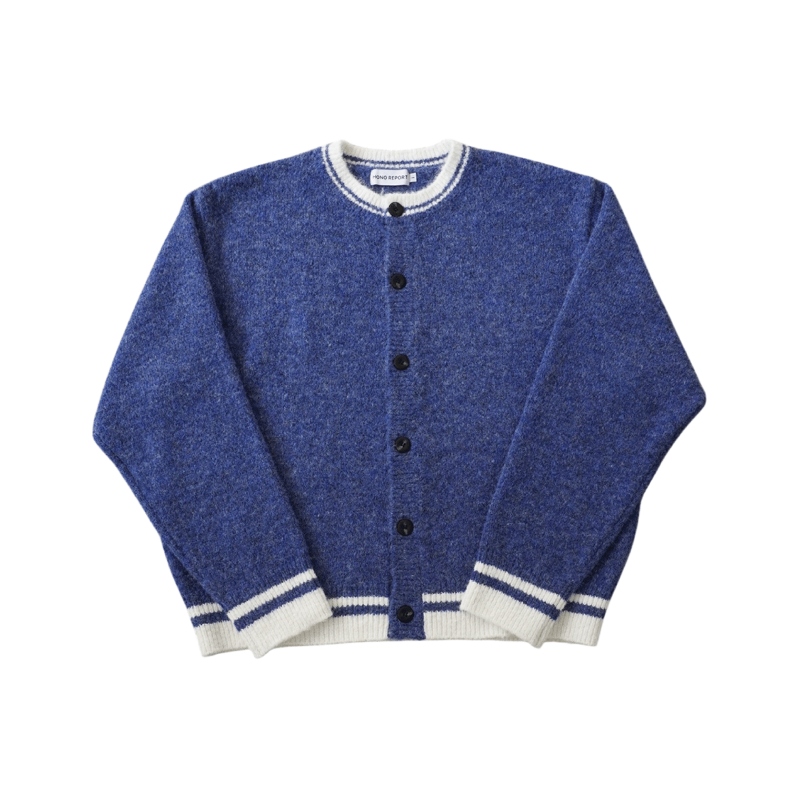 hono25wi01 Hono Report Hairy Round Cardigan Blue