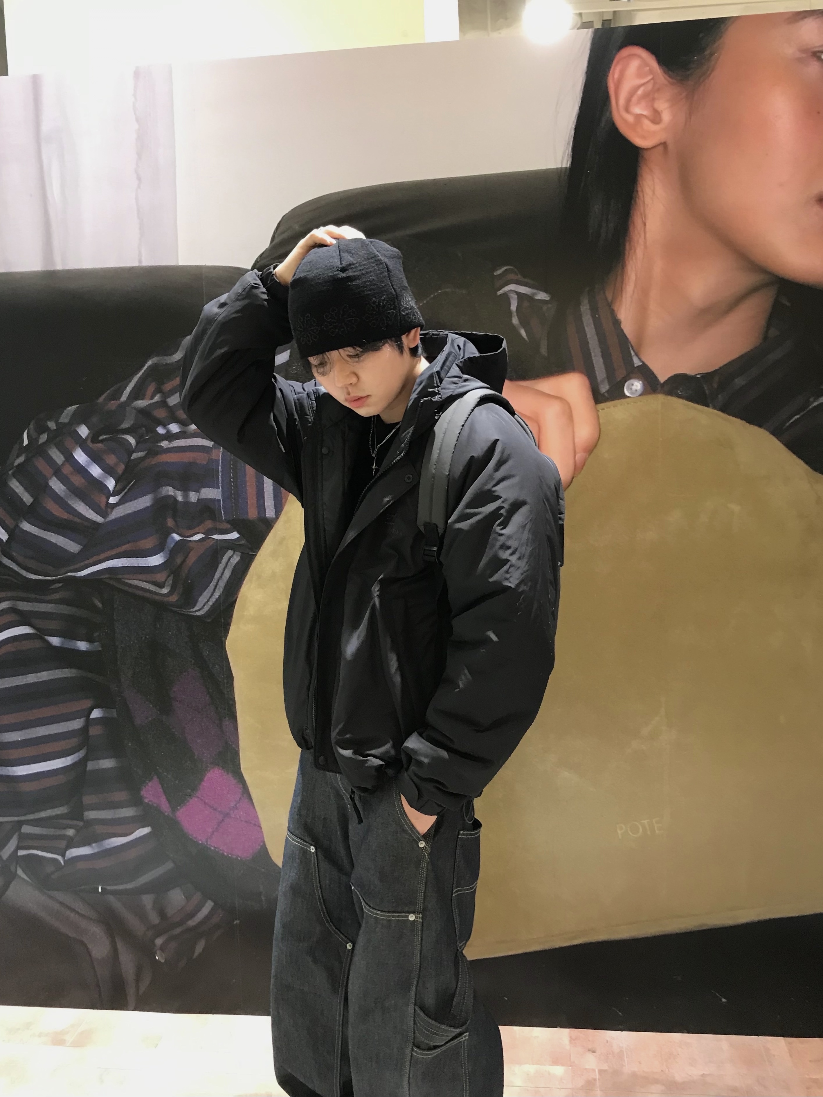 Polyteru Old School Track Parka Black, Stussy Metal S Tip Belt Desert 착용 스타일 - 7