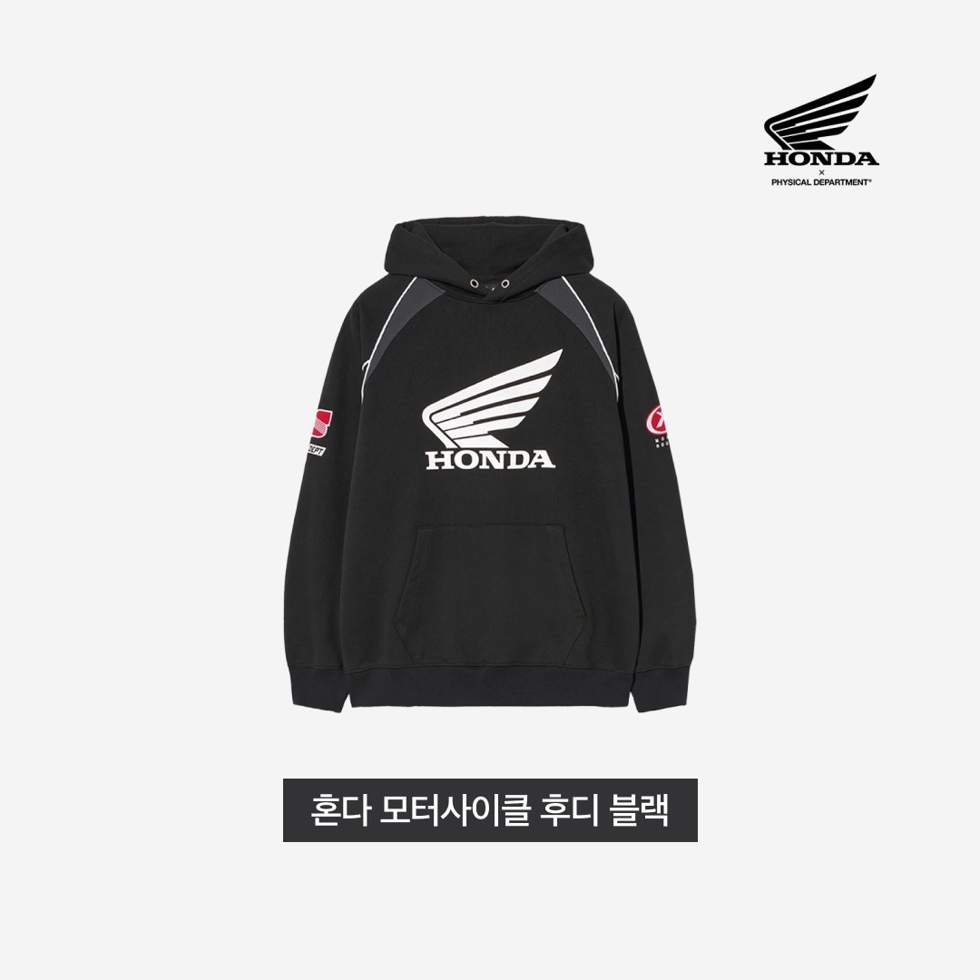 Honda Motorcycle Hoodie Black 착용 스타일 - 3