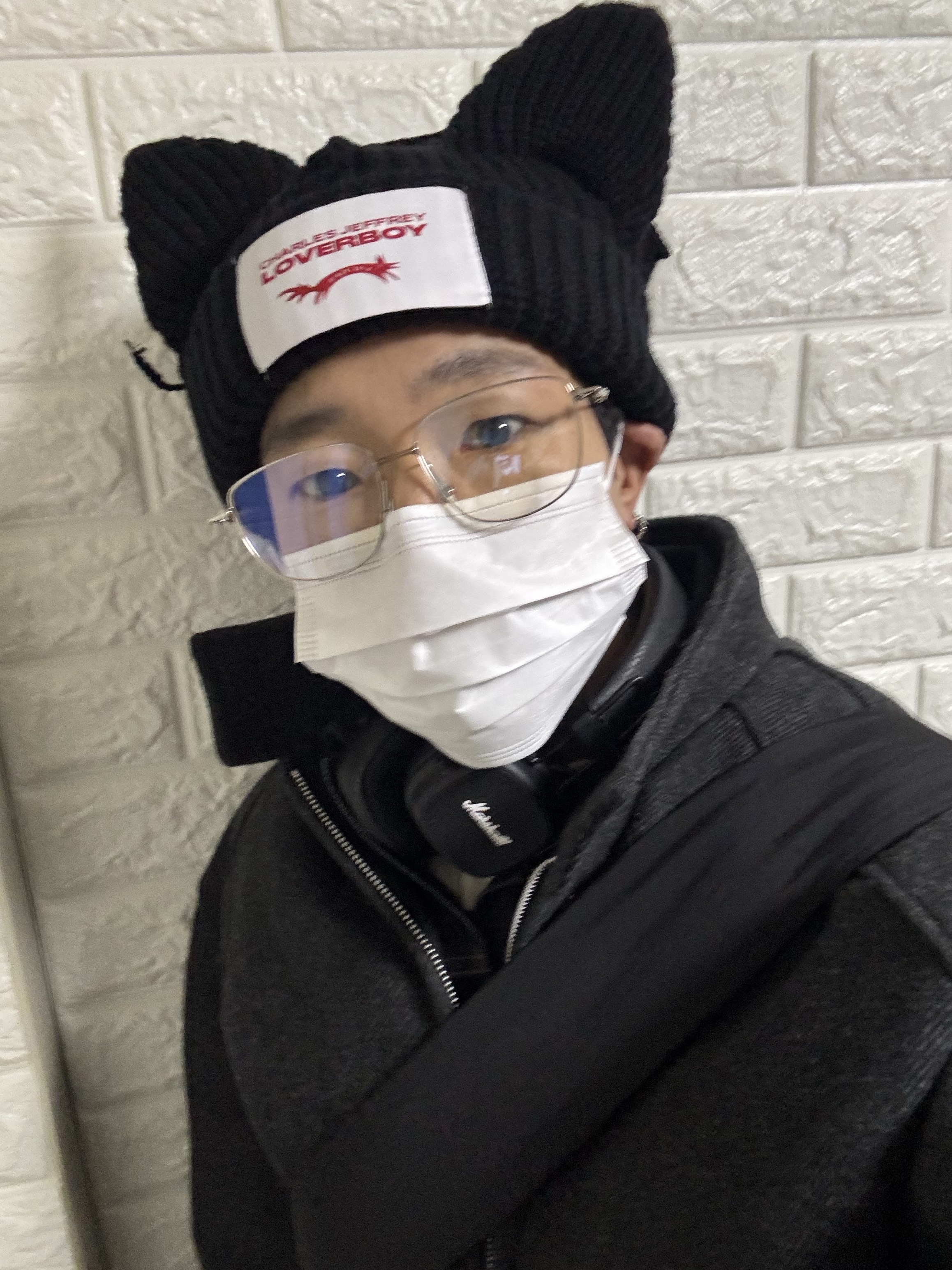 Charles Jeffrey Loverboy Chunky Ears Beanie Black, Marshall Major V Black (Korean Ver.) 착용 스타일 - 3