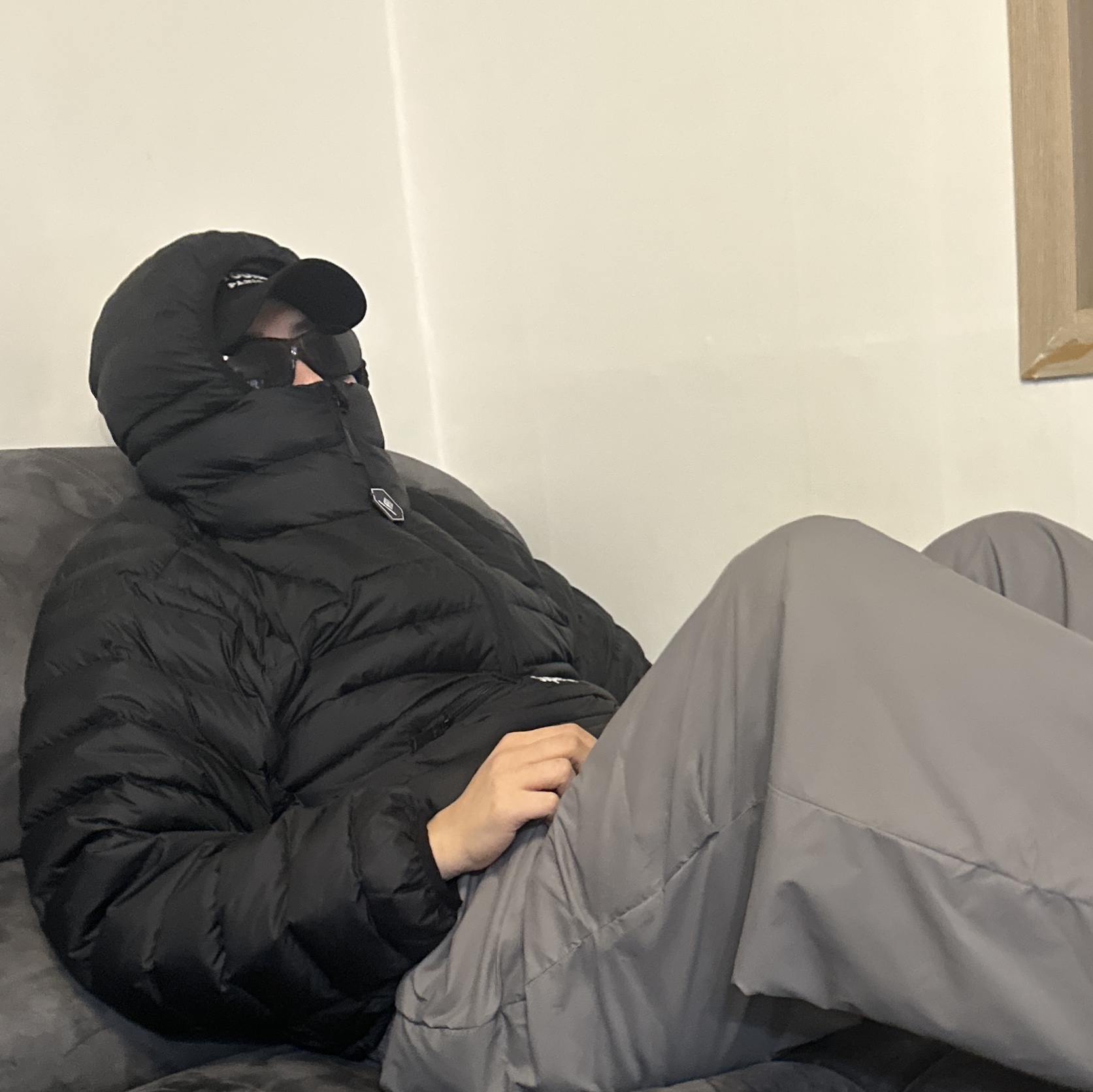 Supreme Micro Down Half Zip Hooded Pullover Black - 25FW 착용 스타일 - 1