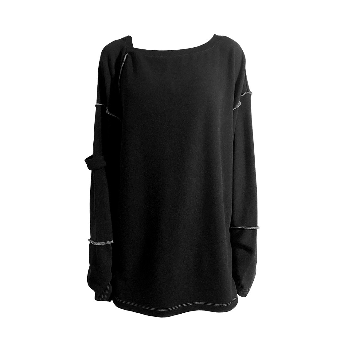 스틸레써디 슬립 넥 오버로크 탑 블랙(Still Lethardy Slip Neck Overlocked Top Black)