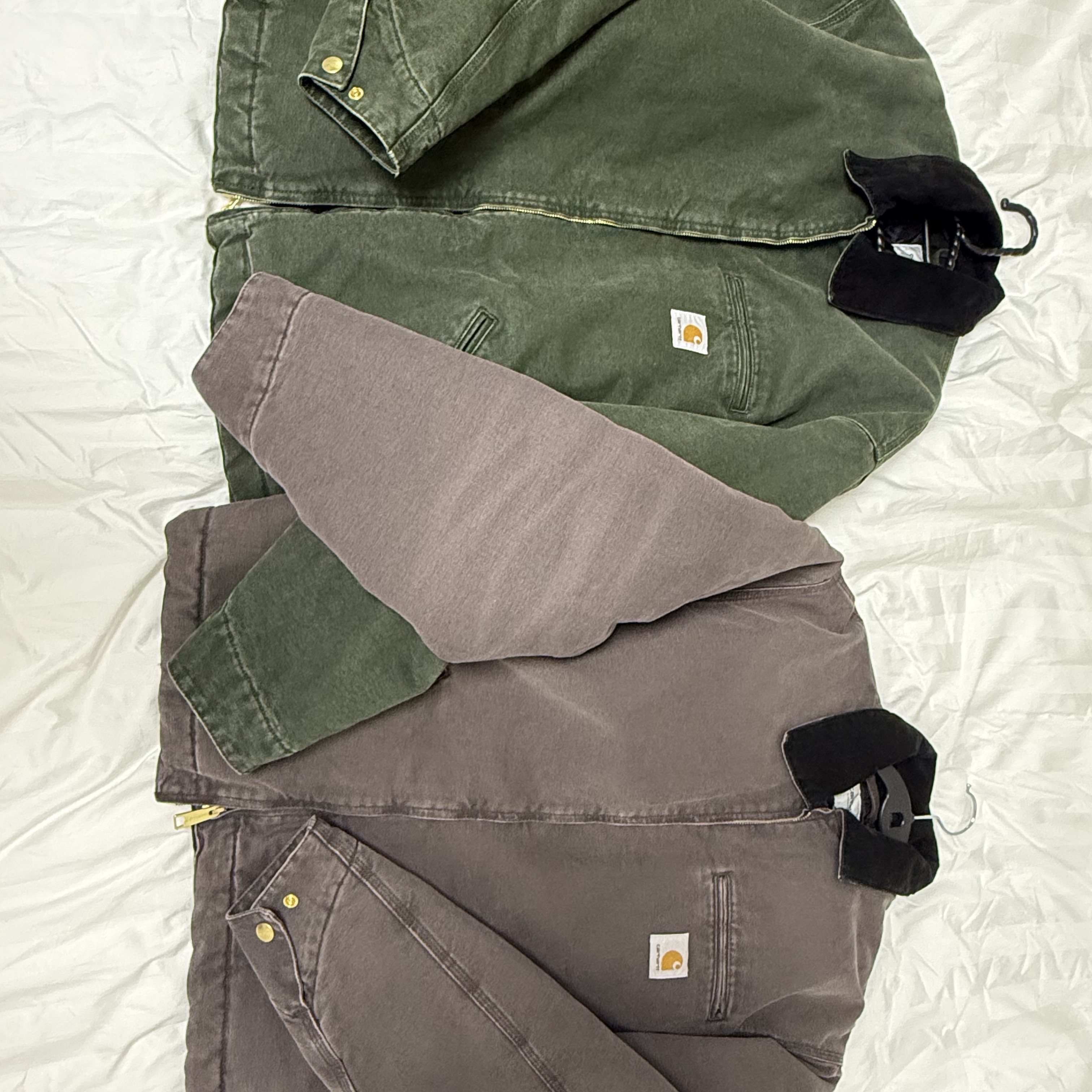Carhartt WIP OG Detroit Jacket Tobacco Black, Carhartt WIP OG Detroit Jacket Olive Black Stone Canvas - Winter 착용 스타일 - 1