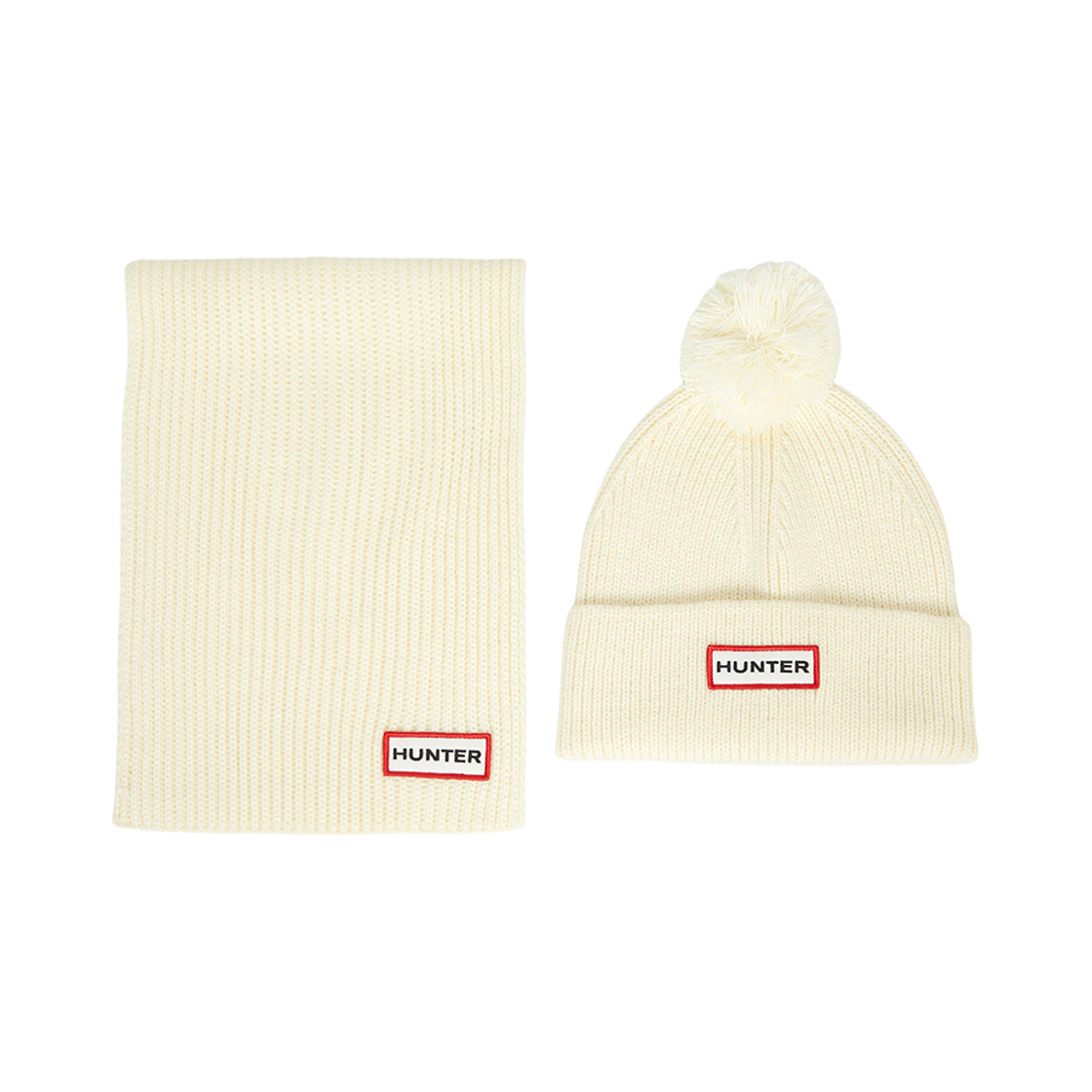 헌터 아리네이 립드 폼 비니 스카프 박스 세트 아이보리(Hunter Arrinay Ribbed Pom Beanie Scarf Box Set Ivory)