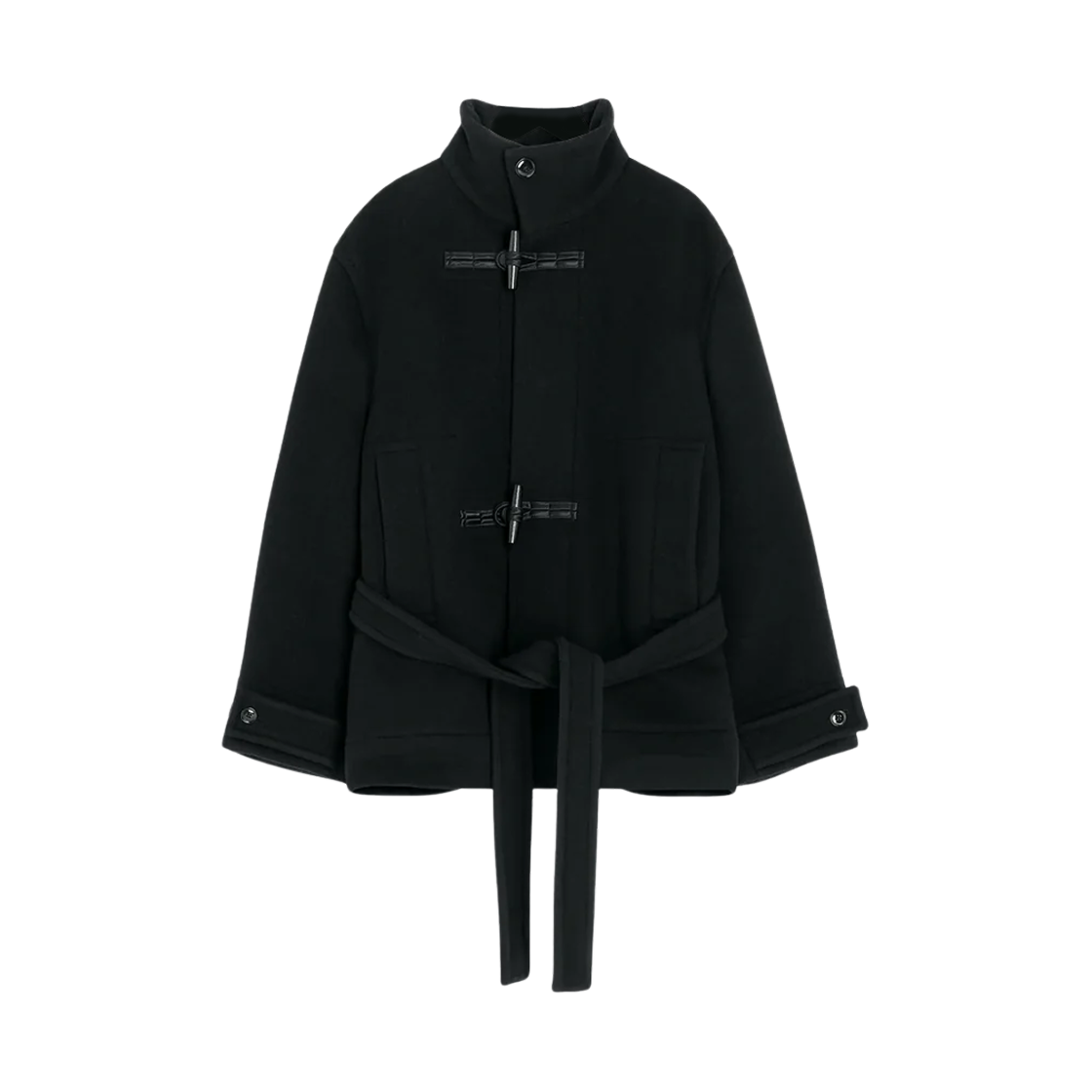 CO1113-LF1116-999 (W) Lemaire Short Duffle Coat Double Wool Black