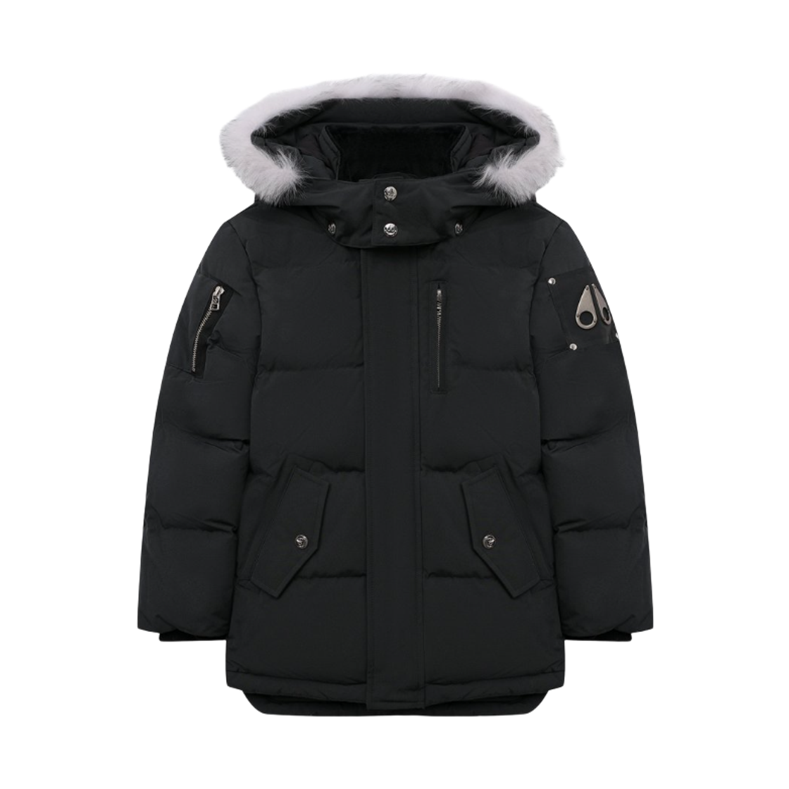 (키즈) 무스너클 오리지널 셔링 트림 3Q 자켓 블랙 내츄럴((Kids) Moose Knuckles Original Shearling Trim 3Q Jacket Black Natural) - 1