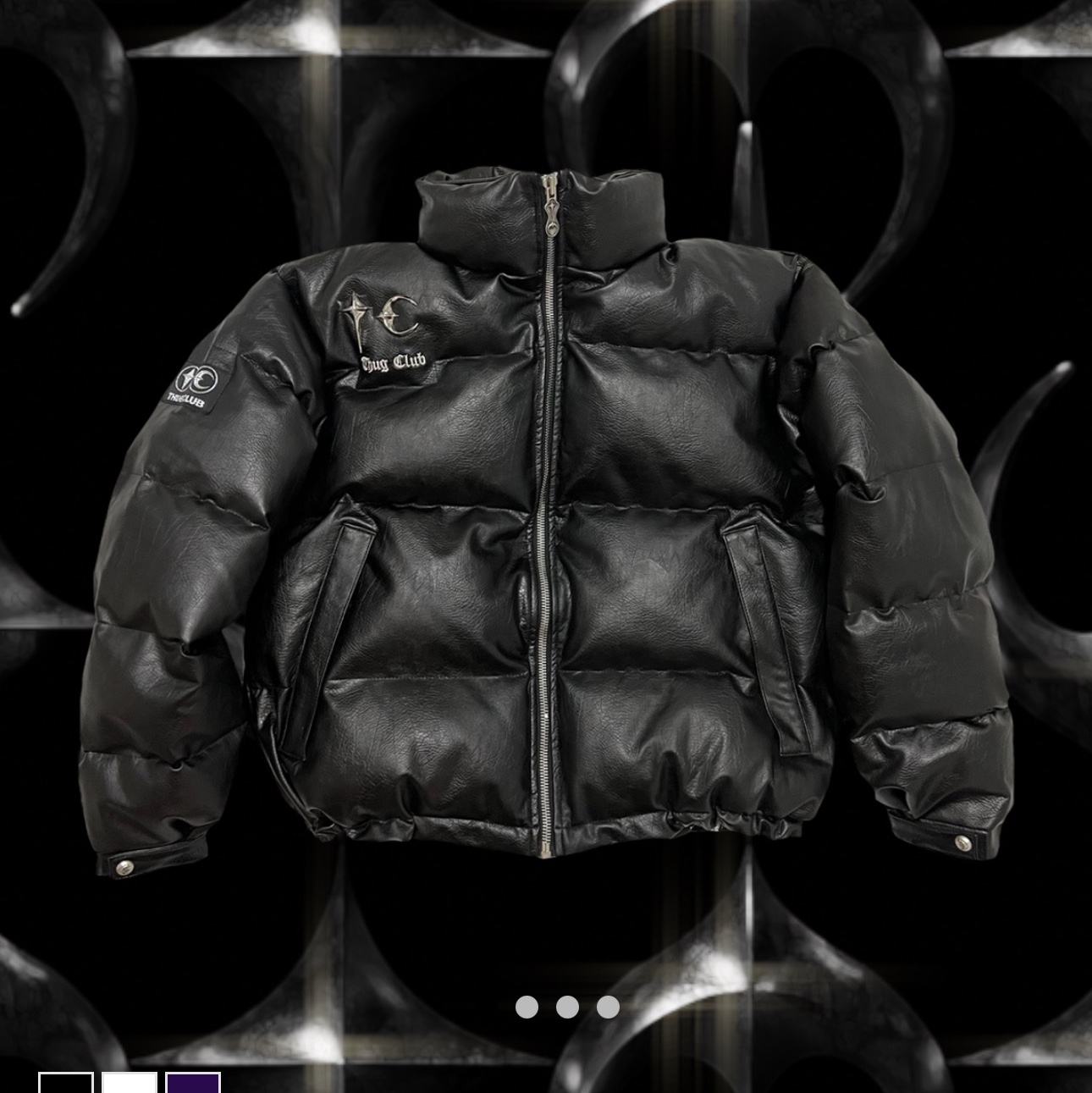 Thug Club Leather Puffer Jacket Black (Duck Down) 착용 스타일
