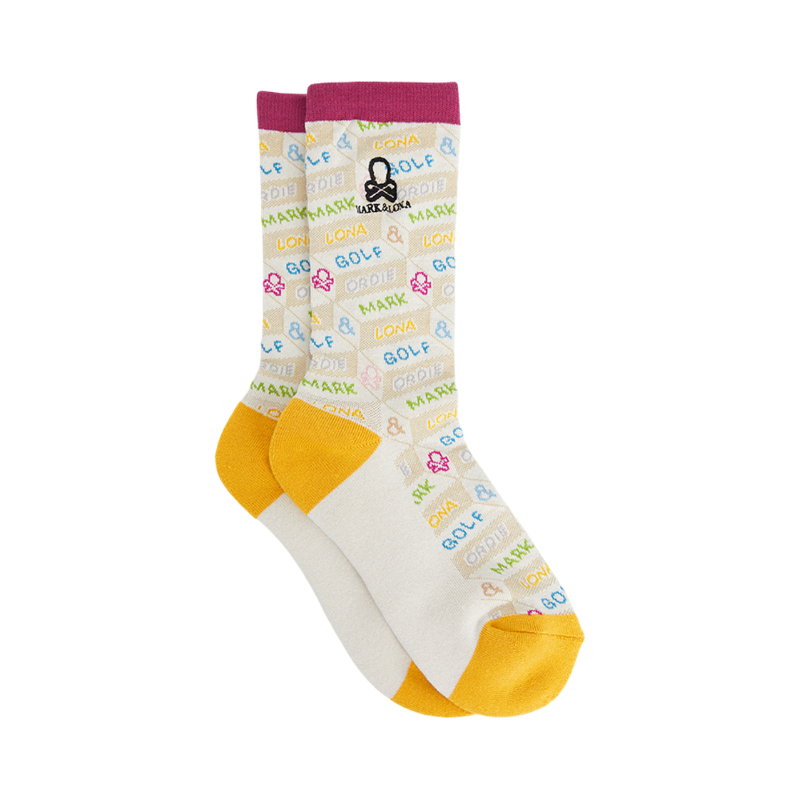 (W) 마크 앤 로나 데페쉬 컬러 블록 크루 삭스 화이트((W) Mark & Lona Depeche Color Block Crew Socks White)
