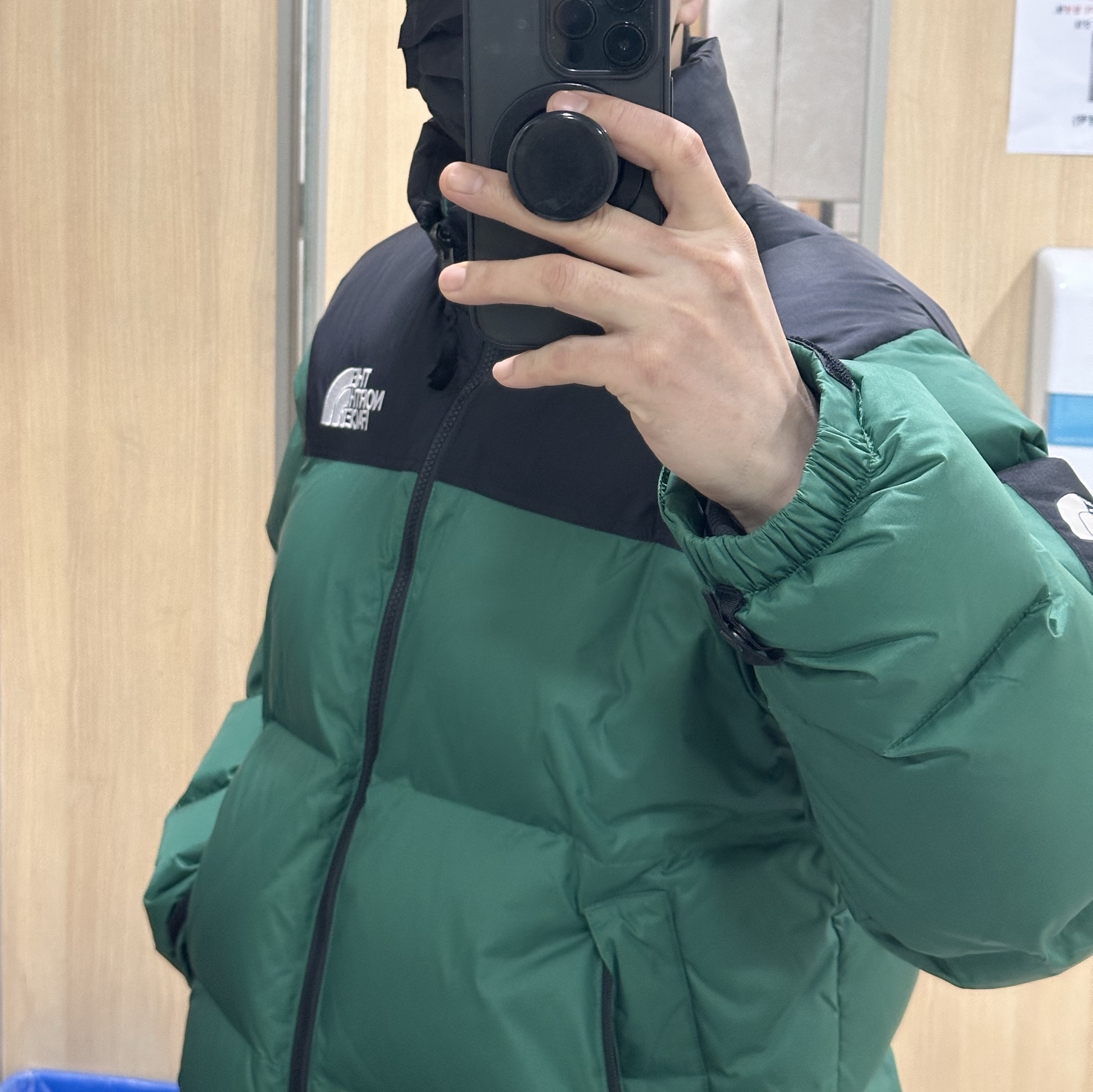 Supreme x The North Face Nuptse Jacket Green - 24FW 착용 스타일