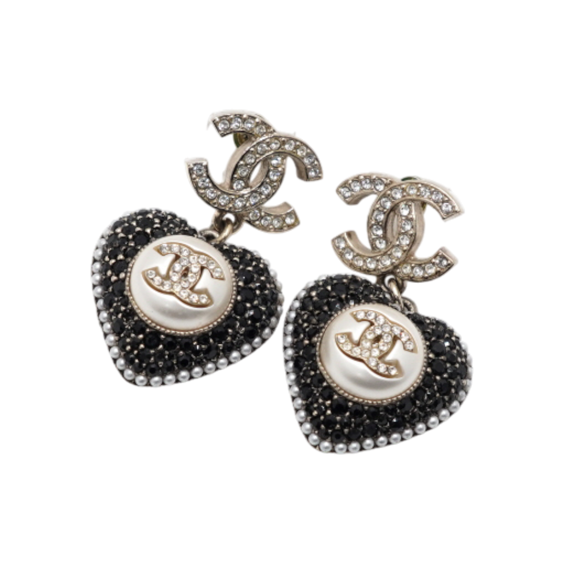 ITVK6CGGVE86 Chanel 22 Season CC Logo Heart Crystal Pearl Drop Earrings