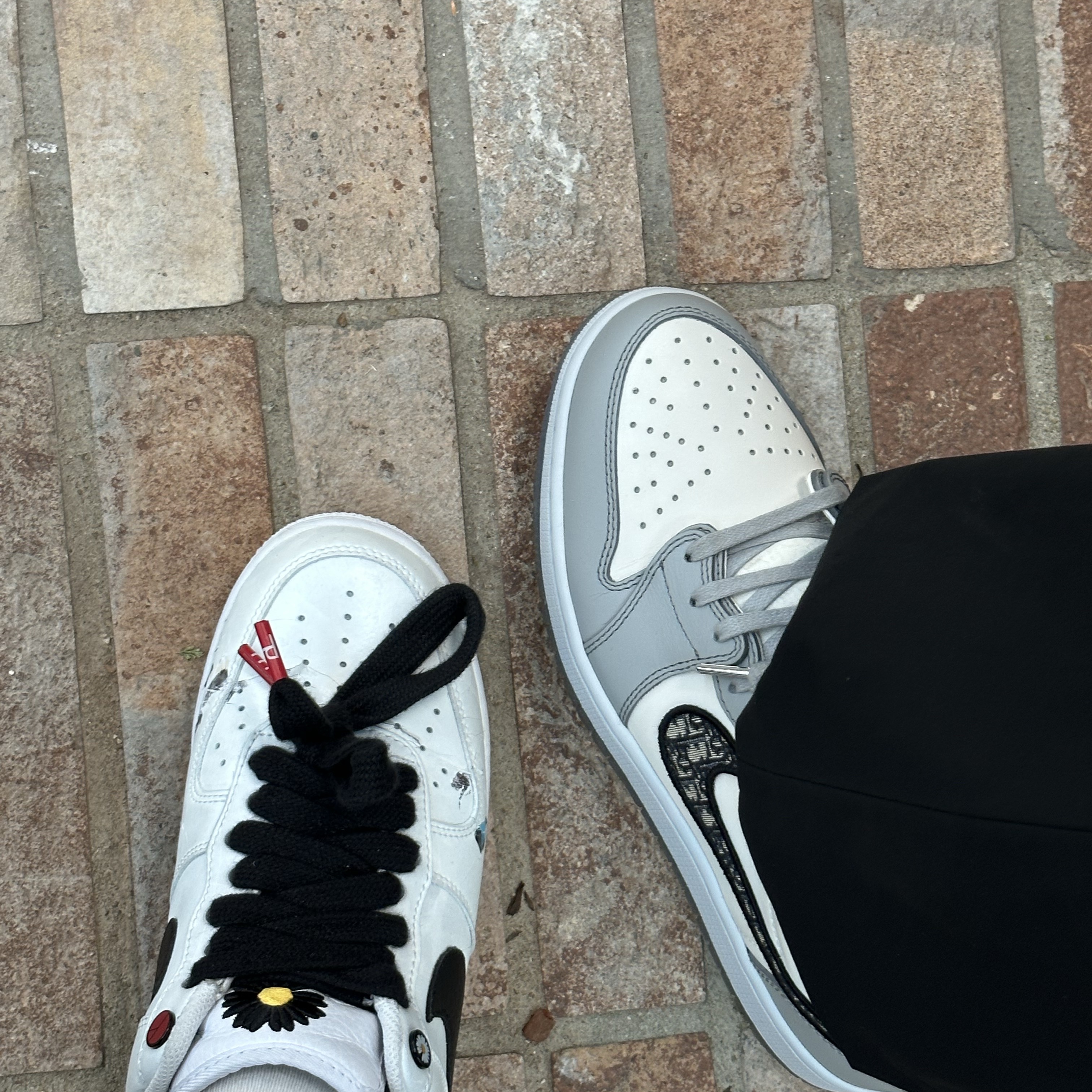 Nike x Peaceminusone Air Force 1 Low Para-Noise 2.0, Jordan 1 x Dior Low OG 착용 스타일